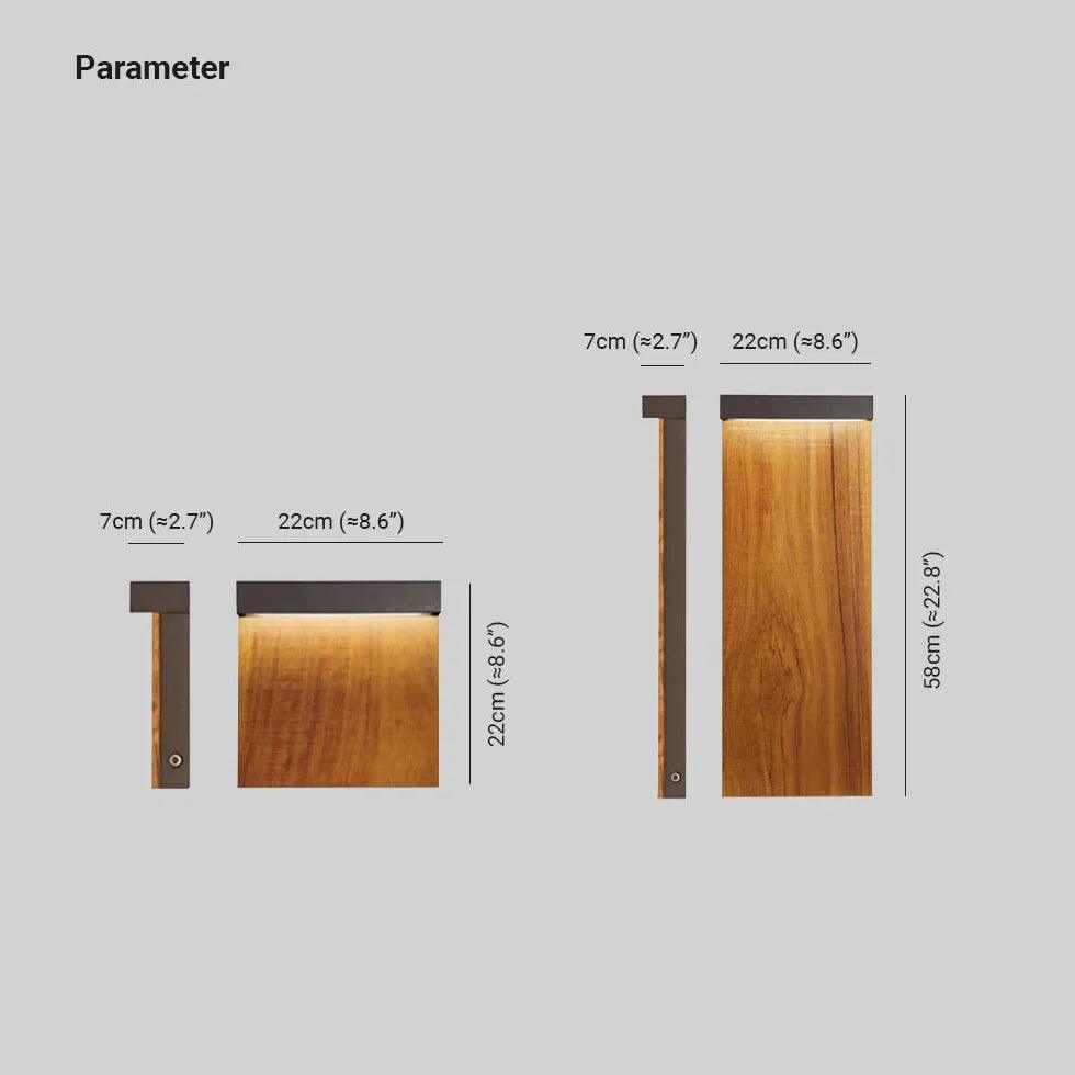 Outdoor Wood Finish Rectangular Bollard Lights - Waterproof Garden Pathway Lighting for Driveway, Walkway, and Landscape Decoration