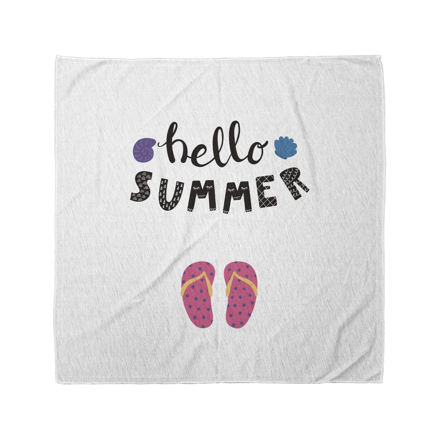 Ambesonne Summer Bandana - Hello Flip Flops Seashell Design Unisex Head & Neck Scarf for Beach, Pool, Music Festivals & Outdoor Activities