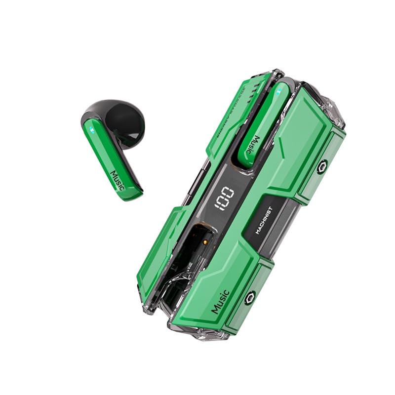 Bluetooth 5.4 Wireless Earbuds with Ear Hooks - 50H Playtime, Deep Bass, IPX7 Waterproof Sport Headphones for Running, Workout & Gym - Secure Fit Over-Ear Wireless Earphones (Green)