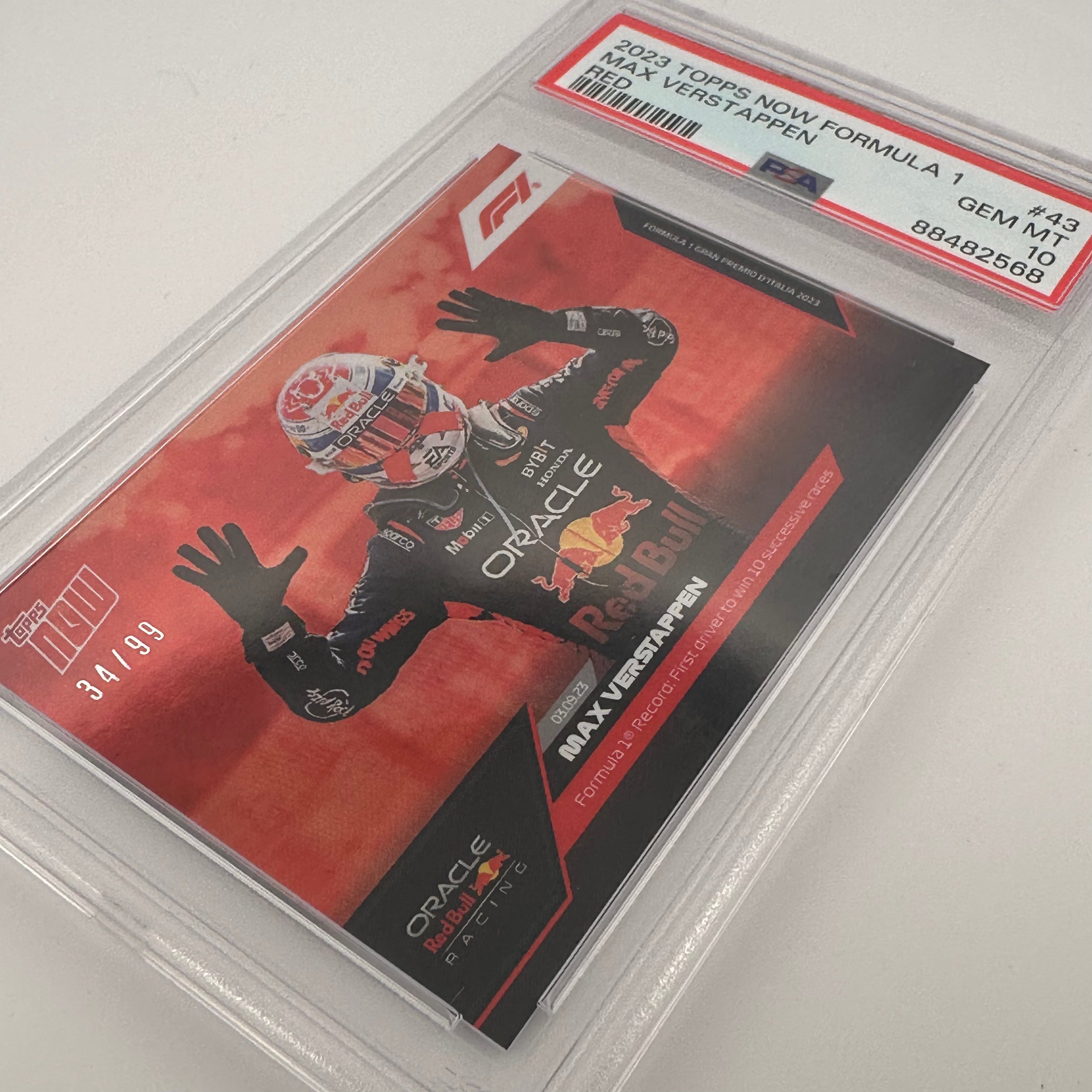 PSA 10 /99 Max Verstappen #43 Red Bull Racing F1 Trading Card - Rare Collectible for Sports Memorabilia & Formula 1 Fans - Perfect for Display, Investment & Gifting