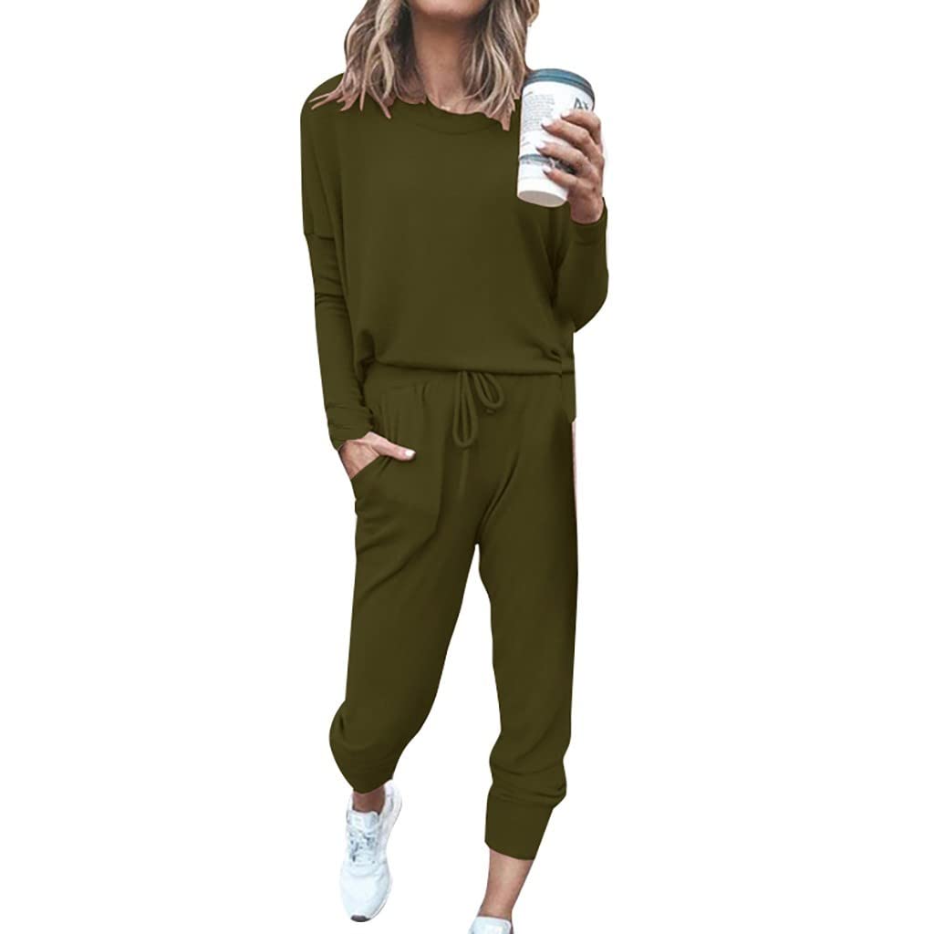 SNKSDGM Women's 2-Piece Outfits - Long Sleeve/Sleeveless Crewneck Tops with Sweatpants Jogger Set | Casual Loungewear, Workout, Yoga & Streetwear Fashion