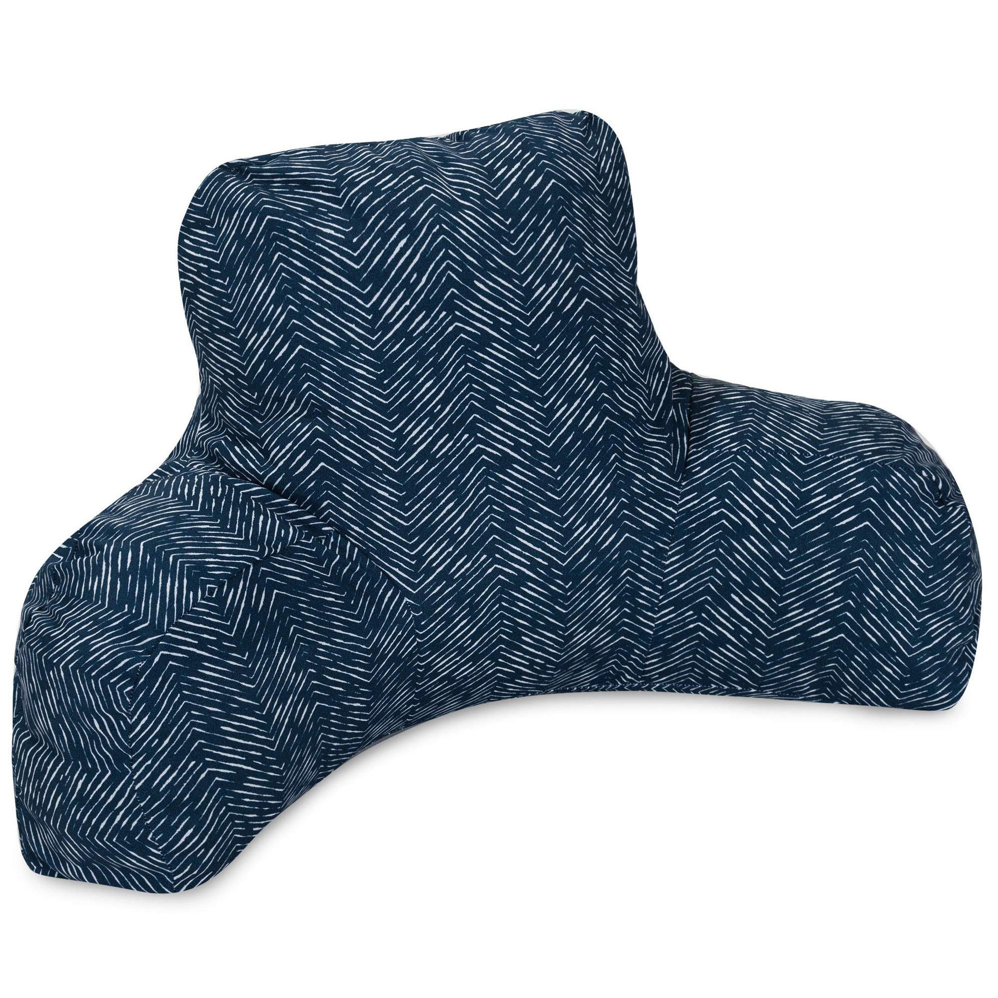 Majestic Navajo Reading Pillow for Bed & Sofa - Soft Backrest Support for Reading, Gaming, Watching TV - Navy Blue Home Decor Cushion