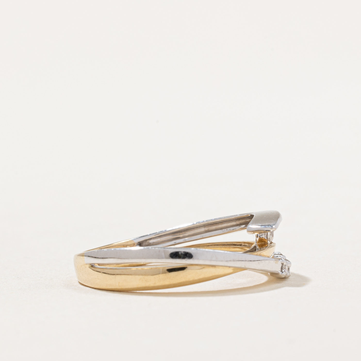 Two Tone Gold Tension Set Diamond Ring | 0.10ctw | Size 6.5 | Elegant Wedding Band, Anniversary Gift, Engagement Ring for Women