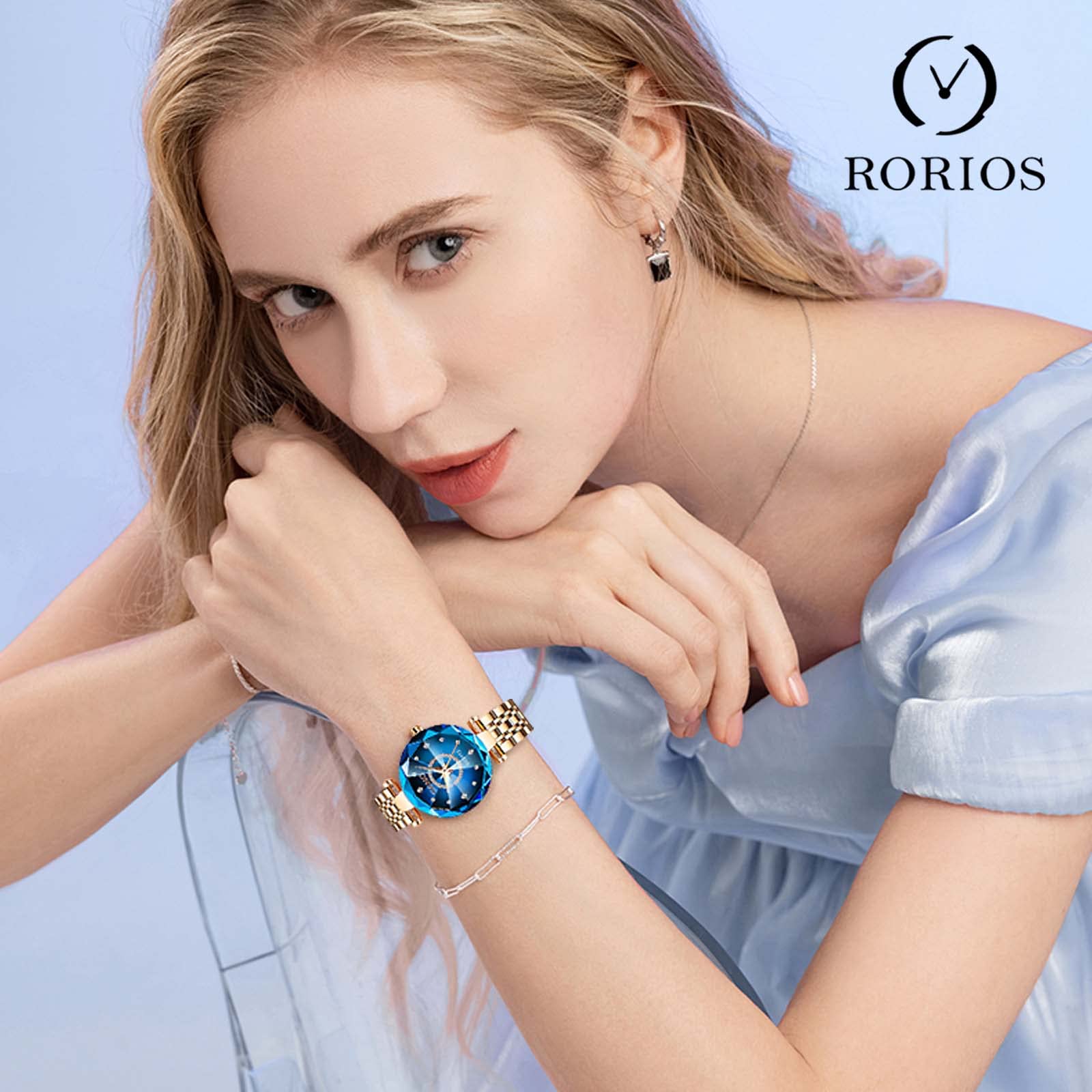 RORIOS Women's Analog Quartz Watch with Stainless Steel Band - Waterproof Ladies Fashion Watch with Rhinestone Accents - Perfect for Office, Party & Everyday Wear