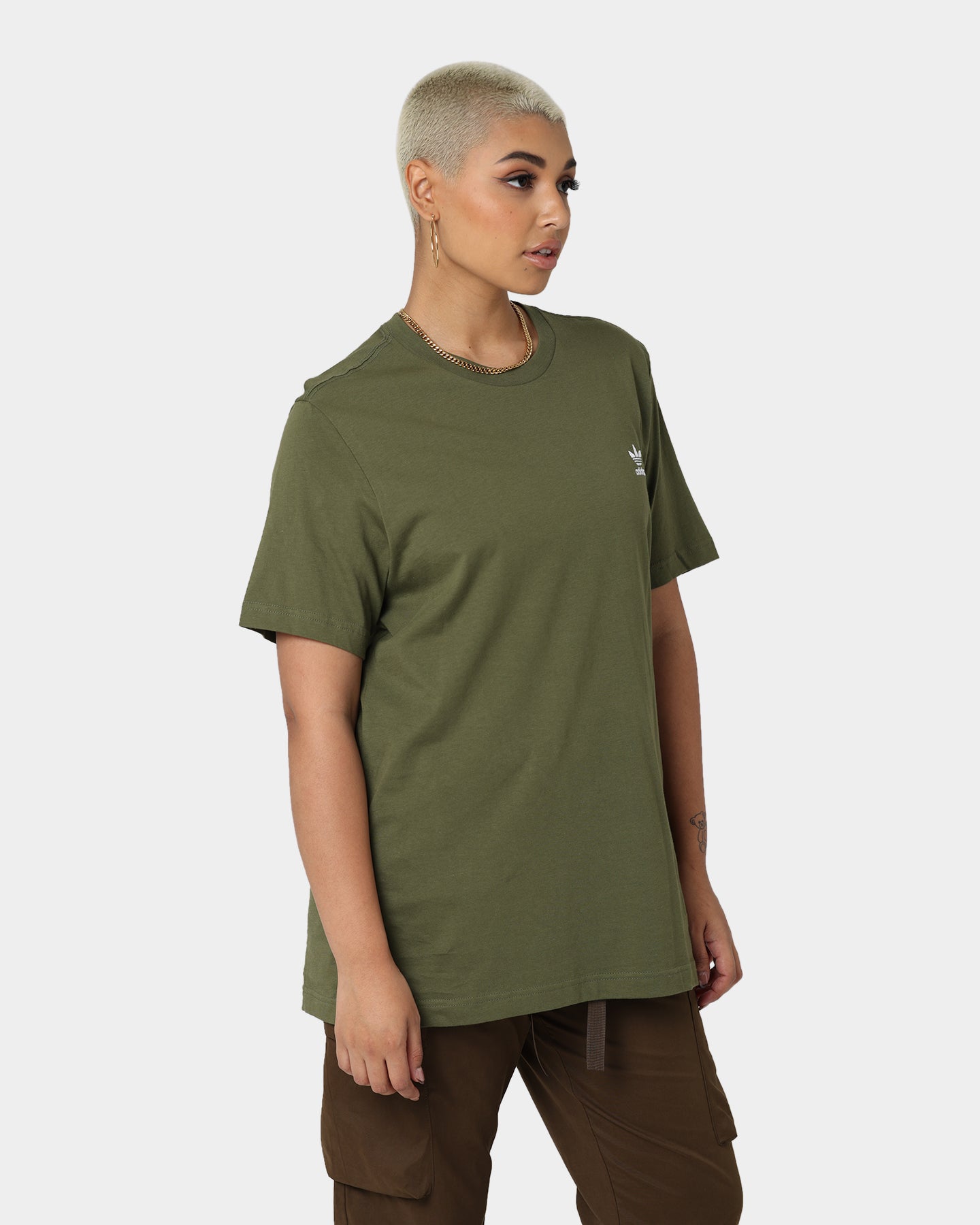 Adidas Essential T-Shirt for Men - Comfortable Cotton Olive Green Tee - Perfect for Casual Wear, Gym & Everyday Outfits