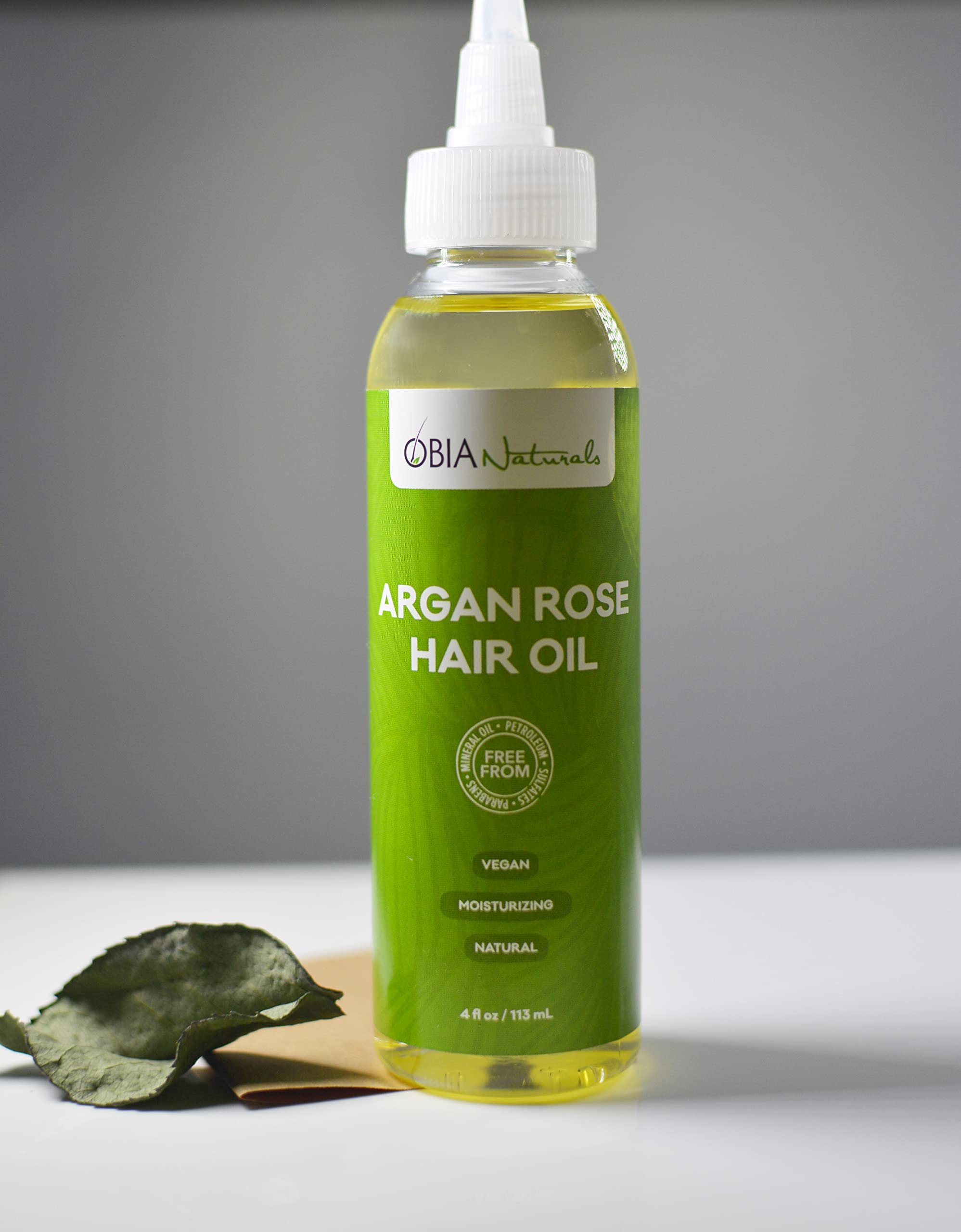 OBIA Naturals 100% Pure Argan & Rose Hair Oil for Dry, Damaged Hair - 4oz | Hydrating & Nourishing Treatment for Shine & Growth - Perfect for Daily Use, Styling & Split Ends Repair