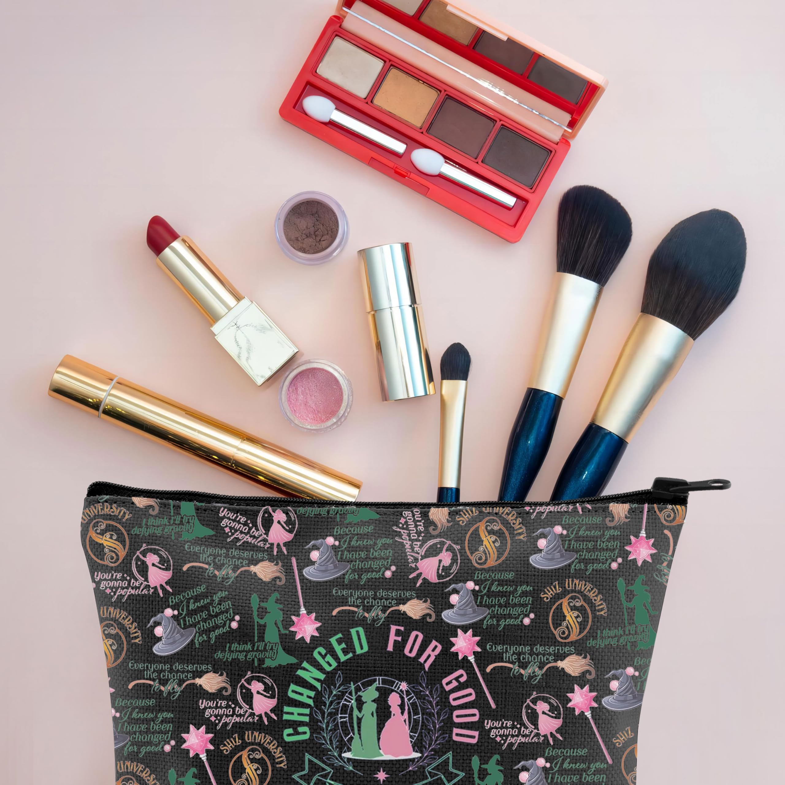 VAMSII Broadway Musical Lover Gift - Changed for Good Themed Zipper Pouch Makeup Bag - Perfect for Theater Fans, Cosmetics Storage & Travel Essentials
