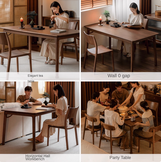 Premium Black Walnut & Ash Solid Wood Dining Table - Handcrafted in North America | Rustic Farmhouse Style for Dining Room, Kitchen, or Open Concept Living Space