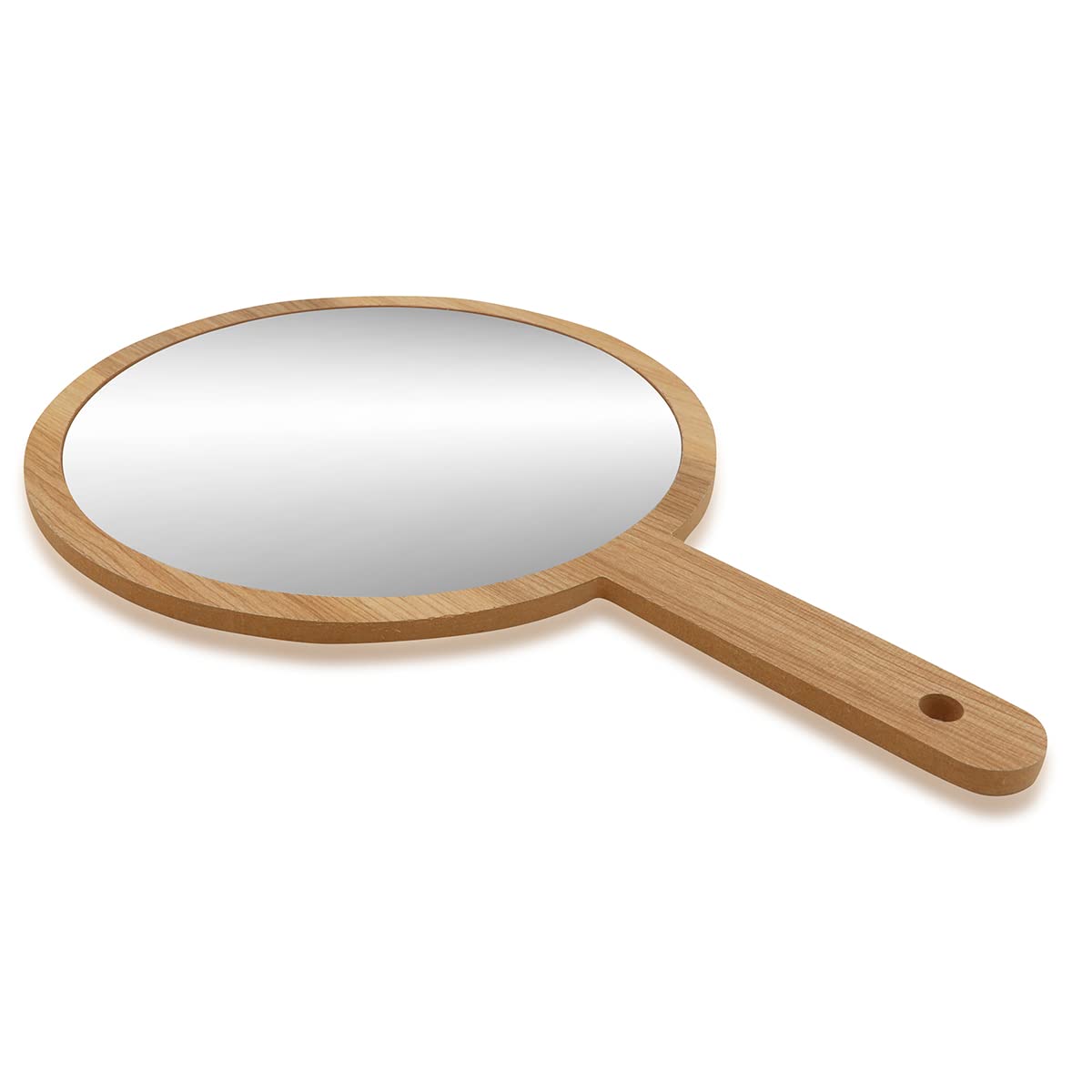 Victor Enterprises 10 Inch Jumbo Round Wooden Handle Makeup Mirror - Perfect for Bathroom Vanity, Dressing Table, Shaving & Travel Kit | Portable Beauty Mirror with Elegant Wooden Frame