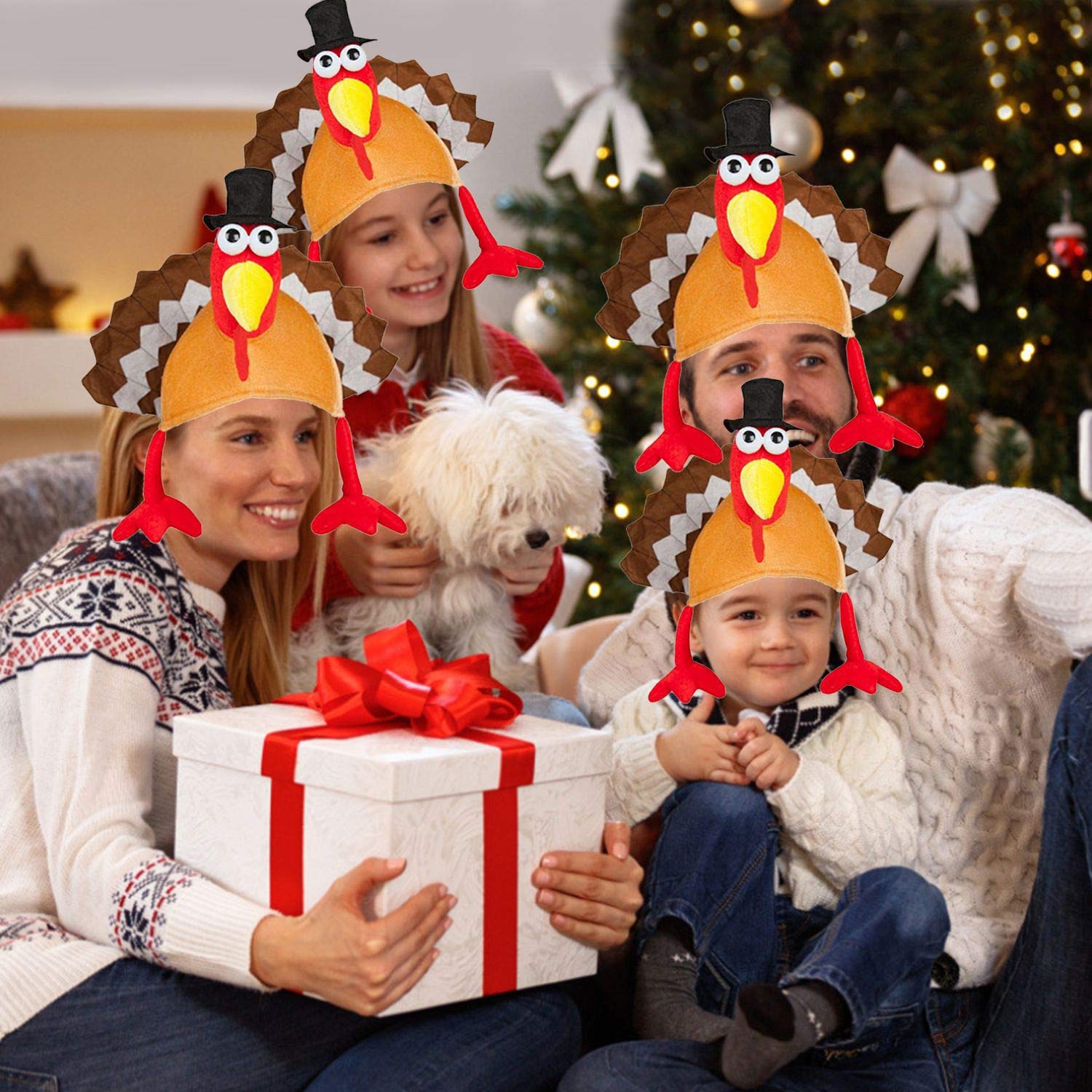 2 Pack Thanksgiving Turkey Hats - Fun Novelty Costume Hats for Thanksgiving Parties, Dress Up Accessories & Holiday Celebrations - Perfect for Family Gatherings, Turkey Trots & Festive Photo Booths