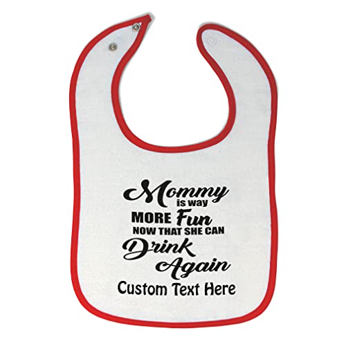 Custom Baby Bibs & Burp Cloths - Funny 'Mommy Can Drink Again' Cotton Bib Set for Toddlers (White/Red, Personalized Text) - Perfect for Feeding Time & Messy Playdates