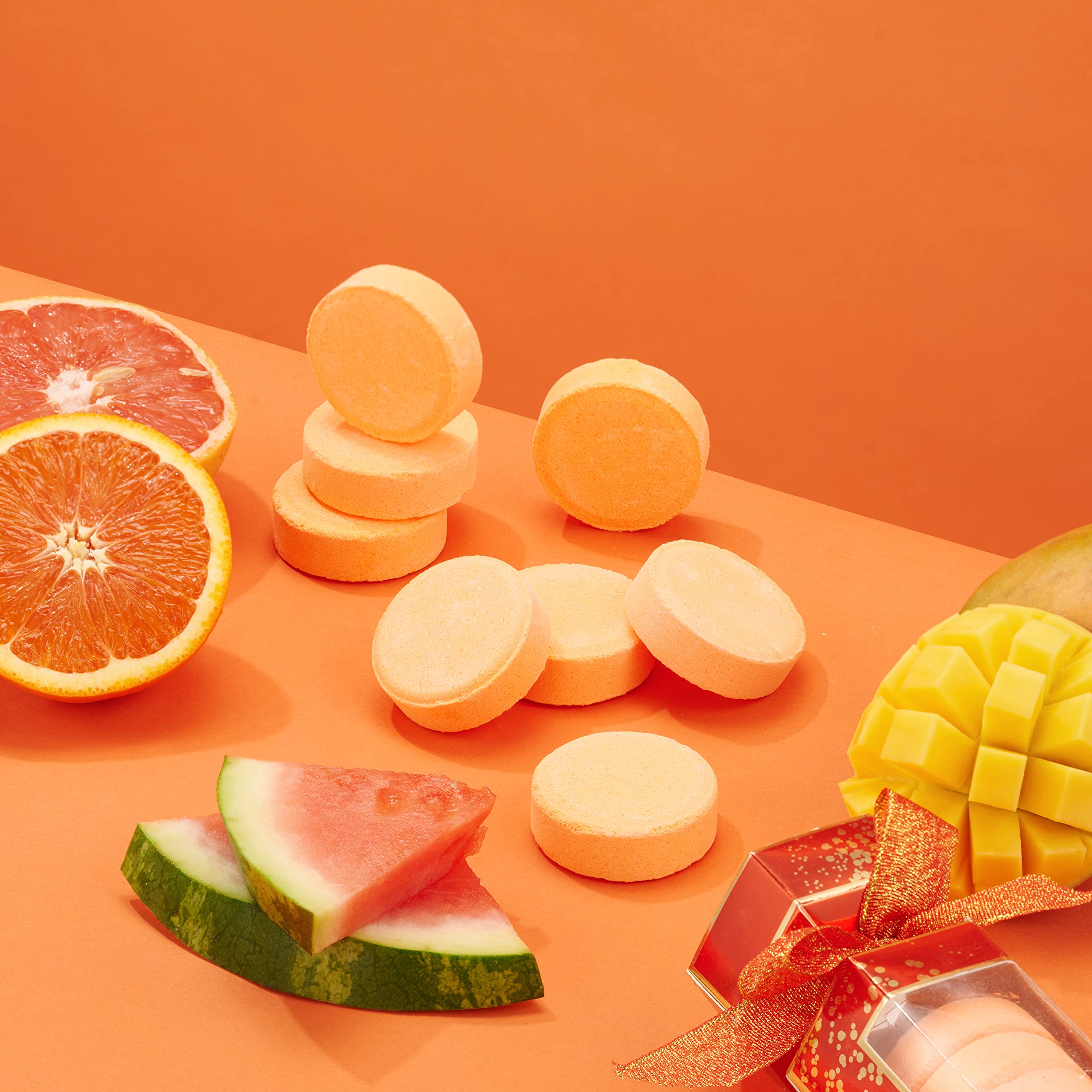 Aromatherapy Shower Steamers with Essential Oils - Orange, Watermelon, Mango & Pink Grapefruit Scented Bath Bombs for Relaxation & Nasal Congestion Relief | Perfect Birthday Gifts for Women & Men | Spa Day, Stress Relief & Home Wellness Essential