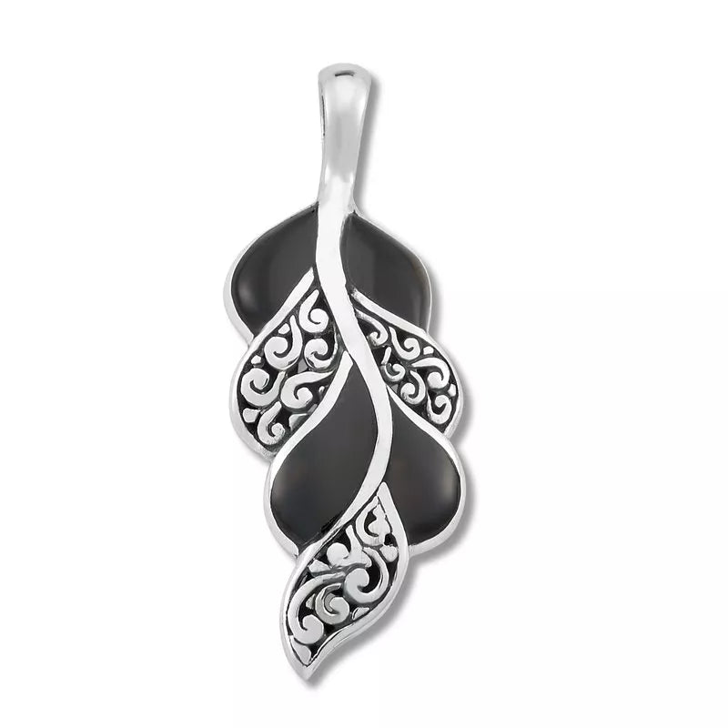 Elegant Cascada Black Shell Leaf Pendant Necklace - Perfect for Beach Weddings, Summer Parties & Boho Fashion