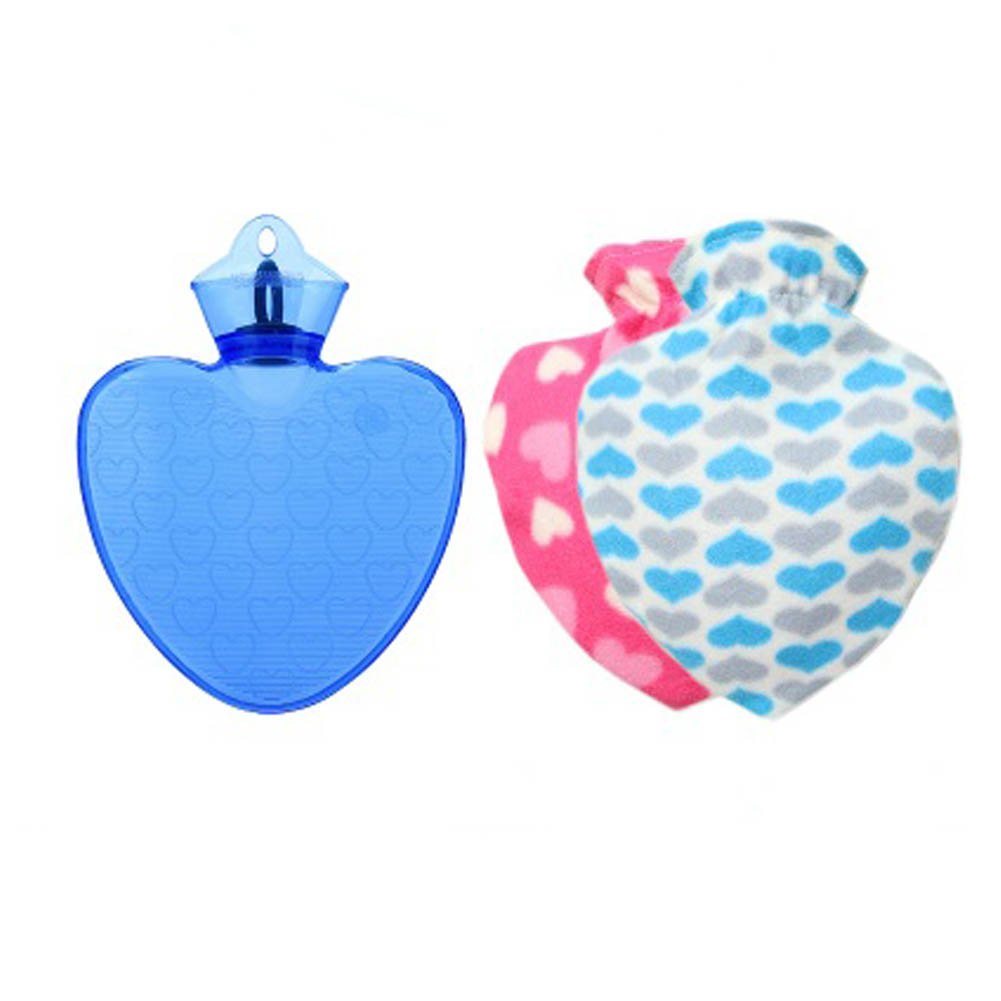 Heart-Shaped Blue Hot Water Bottle - 1L Safe & Leak-Proof for Pain Relief, Warmth & Comfort - Perfect for Cold Nights, Period Cramps & Cozy Relaxation