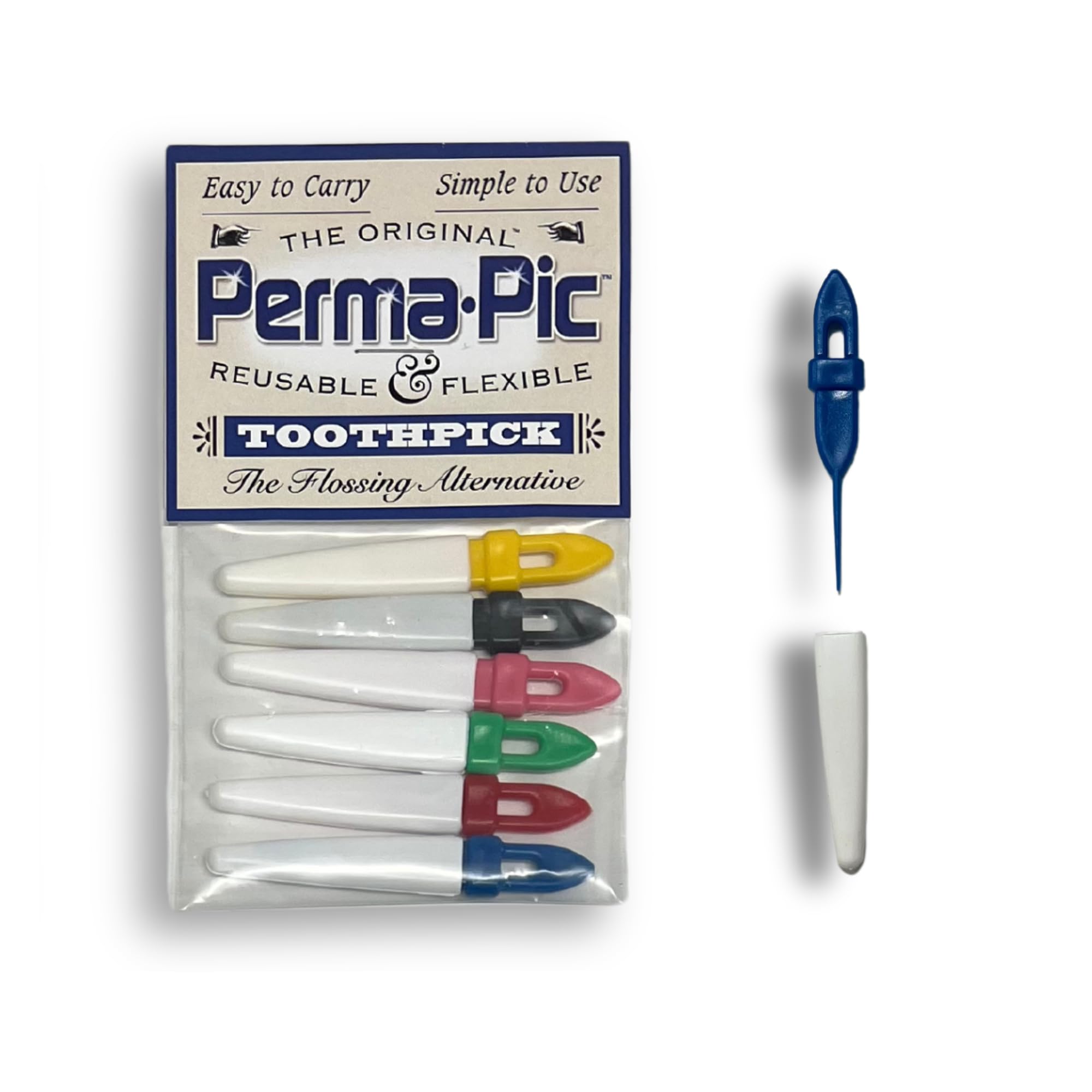 Eco-Friendly Reusable Toothpicks (6-Pack) - Dental Floss Alternative for Travel, Portable Oral Hygiene Kit, Easy to Clean & Durable - Perfect for Camping, Office, and On-The-Go Use
