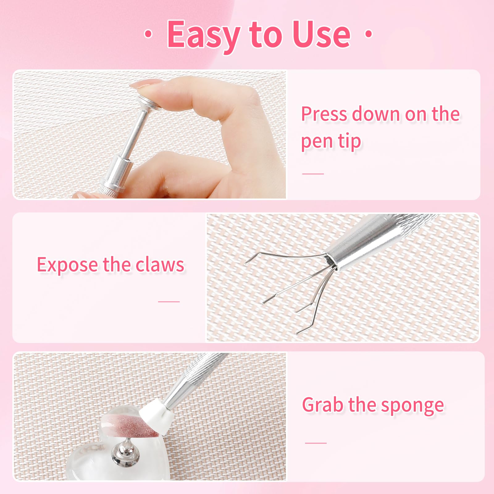 BQAN 100pcs Ombre Nail Sponges with Gripper Pen - 0.39