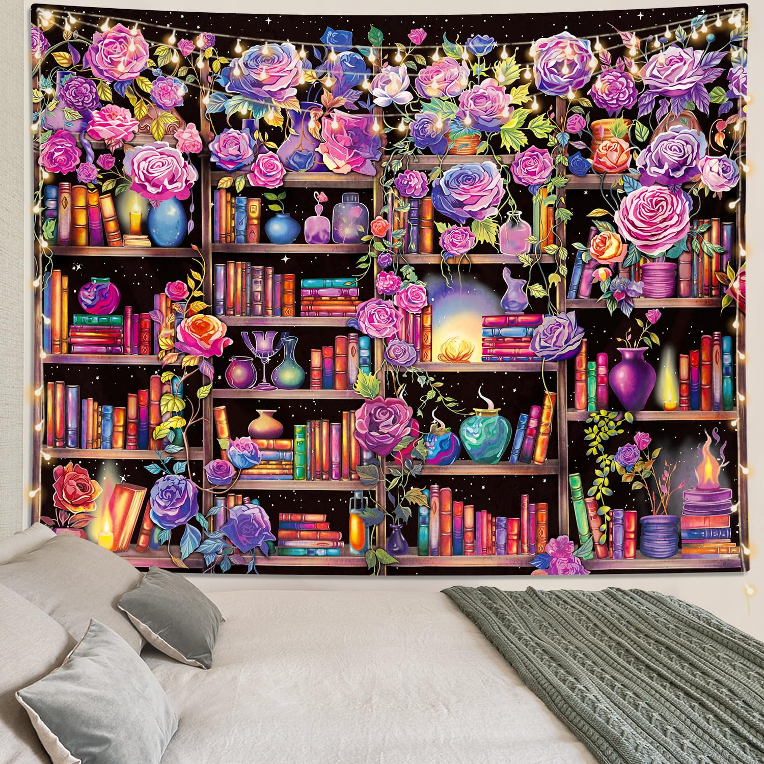 ARTCREATOR Pink and Purple Floral Wall Tapestry - 29