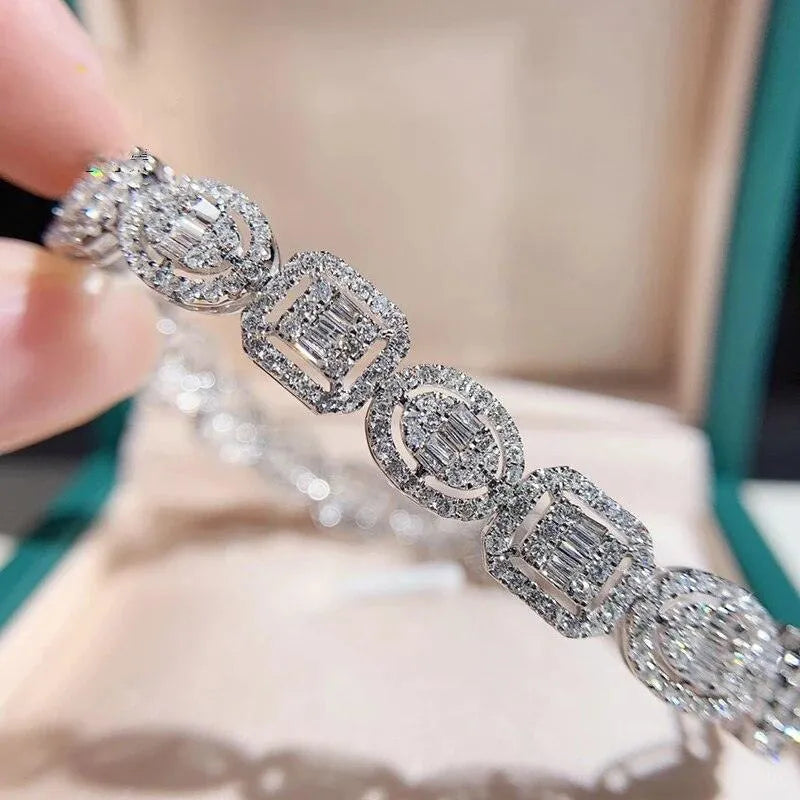 18K Real Gold Diamond Bracelet with 3.6ct Natural Diamonds - Elegant Jewelry Gift for Women, Perfect for Weddings, Anniversaries & Special Occasions
