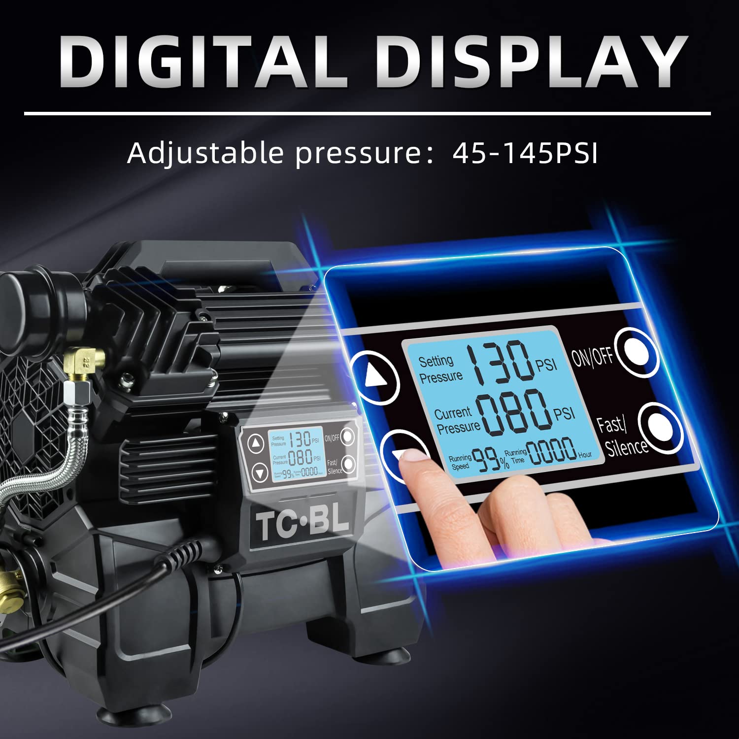 145PSI 2HP Heavy Duty Oil-Free Tankless Air Compressor Pump - Perfect for DIY Projects, Home Repairs & Professional Workshops