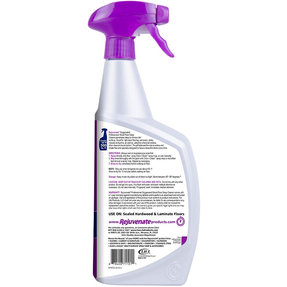 Rejuvenate Oxygenated Professional Hardwood Floor Cleaner - Safe & Effective Wood Floor Cleaning Solution for Home & Office Use | Removes Dirt, Stains & Odors | Ideal for Living Rooms, Bedrooms & High-Traffic Areas