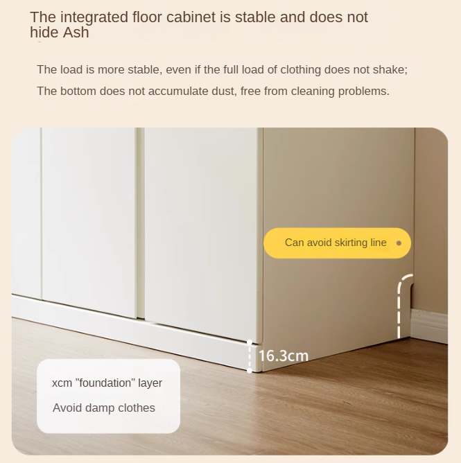 Modern Nordic Style Solid Wood Wardrobe - Beech & Rubber Wood, Cream Finish - Perfect for Bedroom, Living Room, and Office Storage