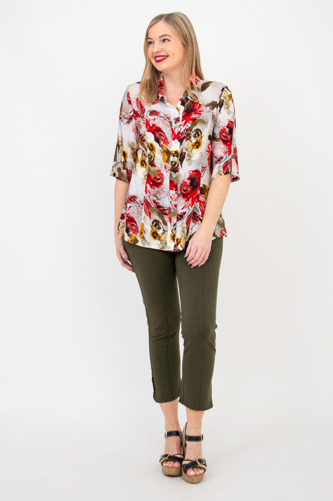 Lorine Blouse - Floral Print Youth Top, Soft Linen Bamboo Blend, Perfect for Spring Outfits & Casual Wear
