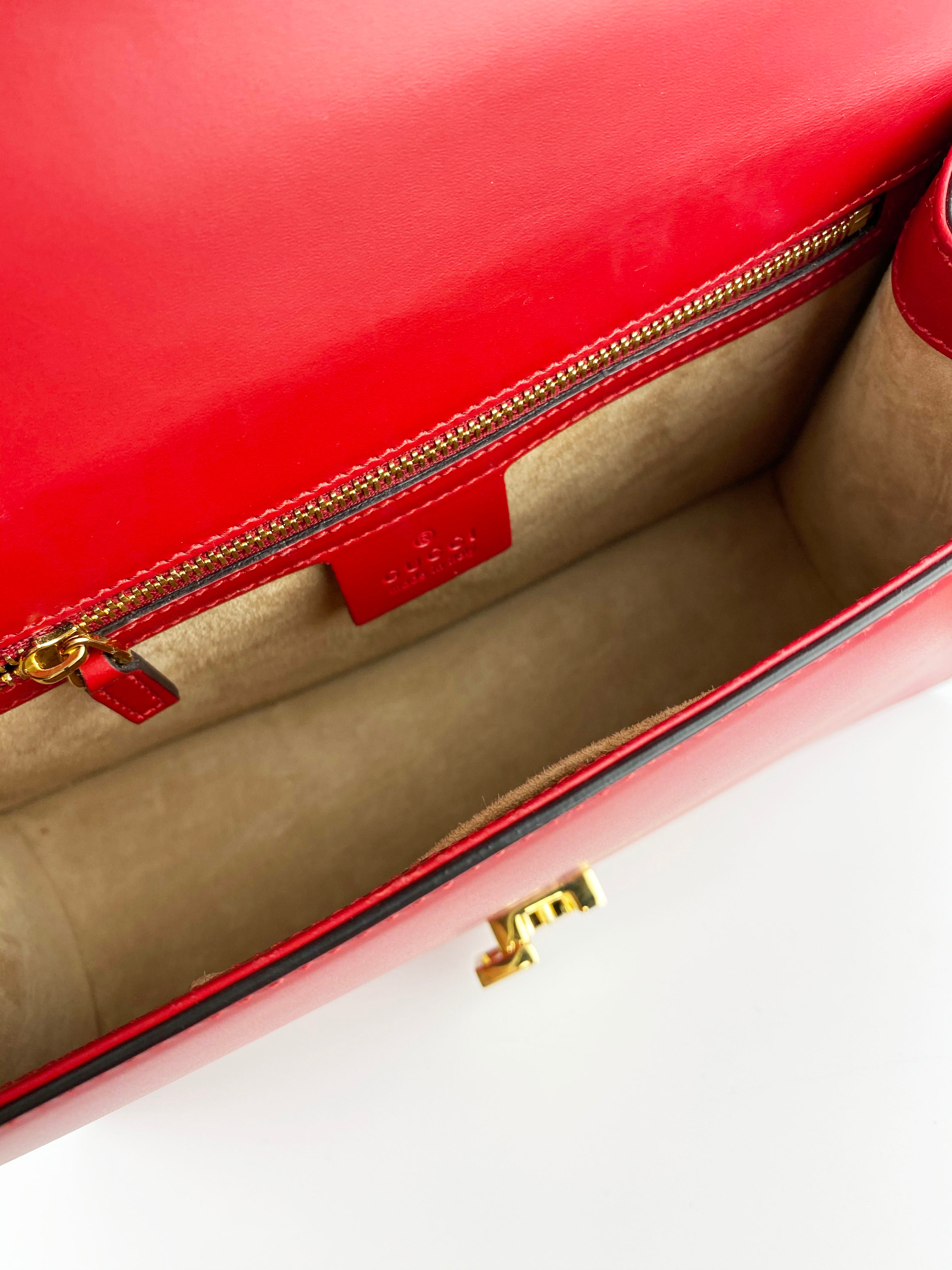 Gucci Sylvie Small Red Leather Crossbody Bag for Women - Luxury Designer Handbag for Everyday Use, Date Night & Travel
