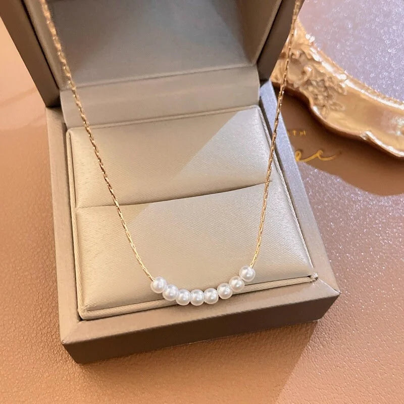 Elegant Tiny Freshwater Pearl Choker Necklace for Women | 16