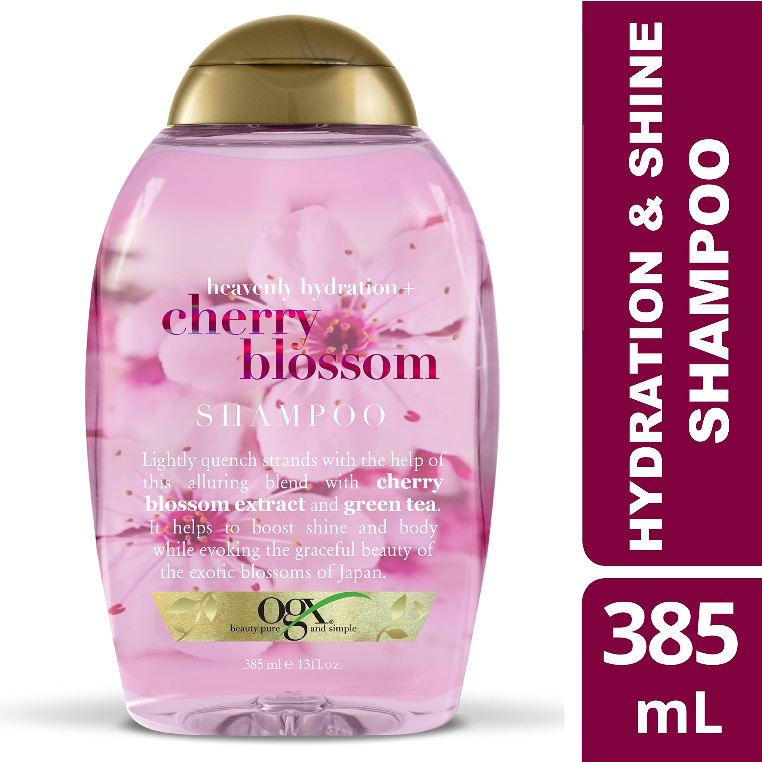 Organic Heavenly Hydration Plus Shampoo with Cherry Blossom Extract - 13 fl oz for Dry & Damaged Hair - Sulfate-Free, Vegan Hair Care for Soft, Shiny Locks - Perfect for Daily Use & Color-Treated Hair