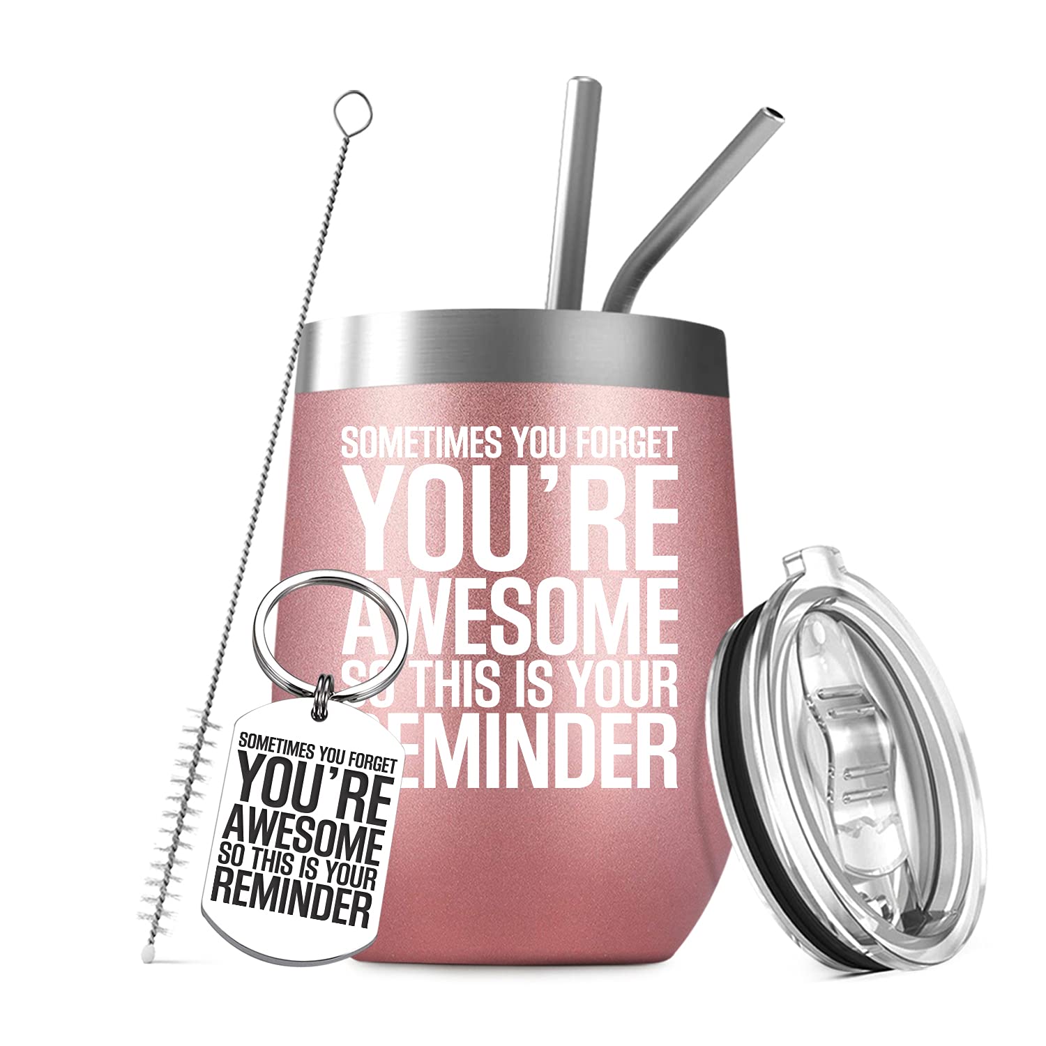 Deitybless Thank You Gifts for Women - Birthday Gifts for Mom, Wife, Daughters - 2021 Graduation Gifts - Funny Appreciation Gifts for Nurse, Best Friend, Sister, Coworker - Rose Gold Wine Tumbler - Perfect for Parties, Holidays, and Everyday Use