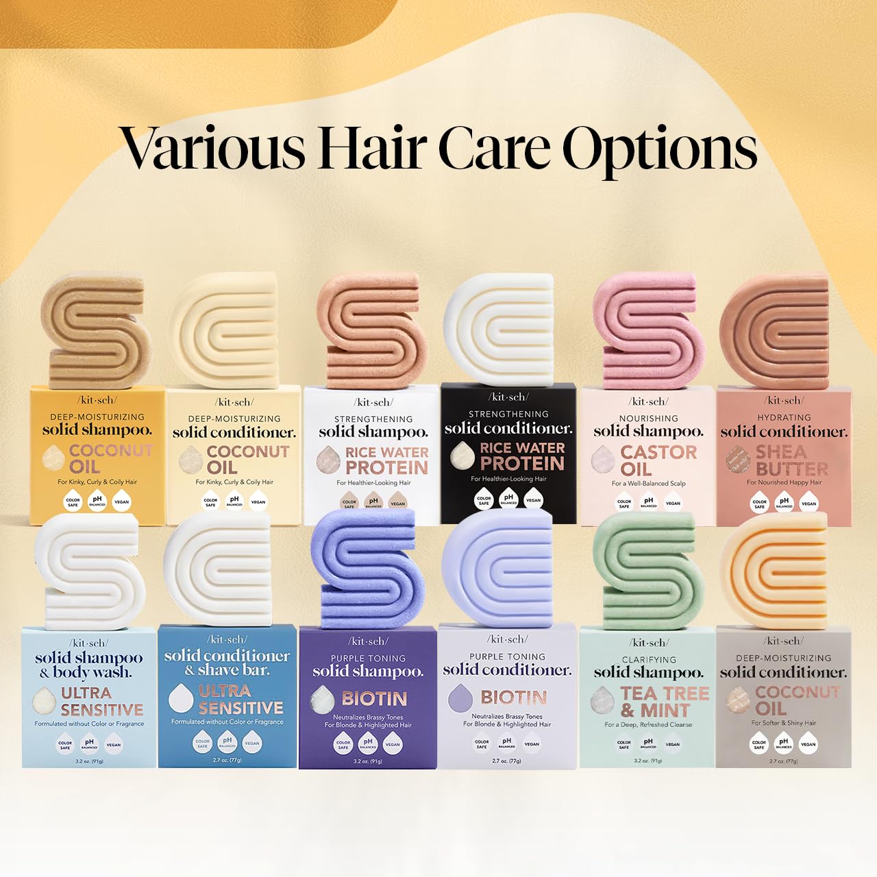 Kitsch Deep Moisturizing Coconut Oil Shampoo & Conditioner Bar Set - Sulfate Free, Paraben Free for Dry, Damaged, Curly, Coily & Color Treated Hair - Hydrating & Nourishing Solid Hair Care Bars Made in USA | Perfect for Travel, Gym & Eco-Friendly Home Use