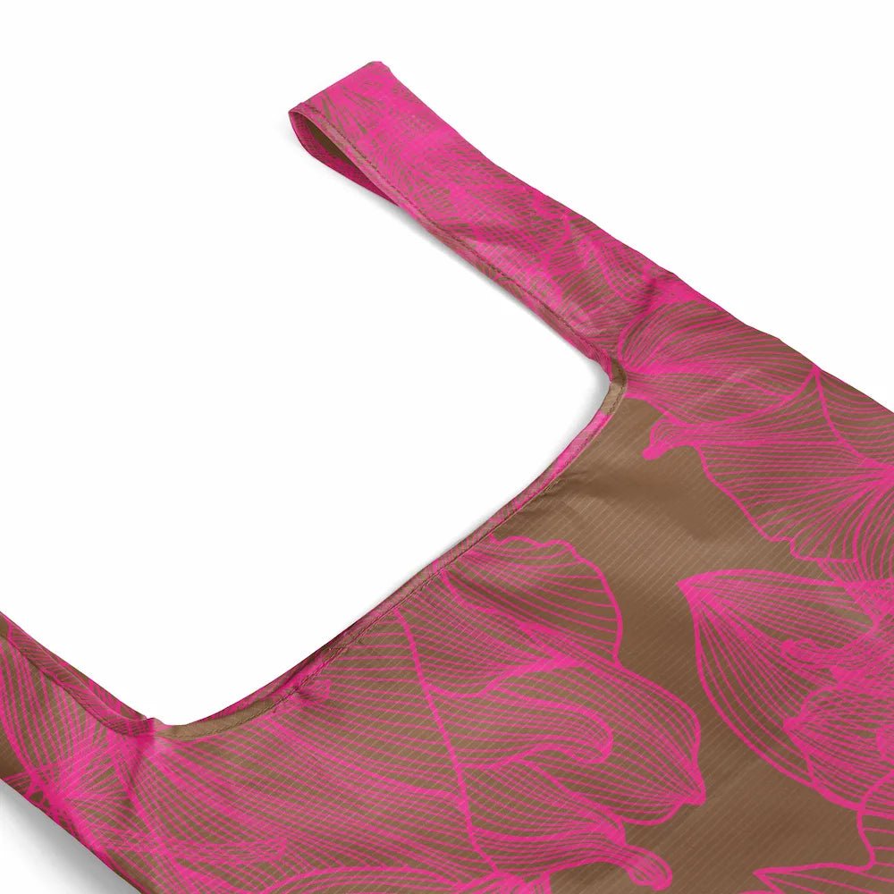 Eco-Friendly Reusable Shopping Bags - 2 Pack with Neon Pink & Tan Floral Designs - Perfect for Groceries, Beach Trips & Farmers Markets