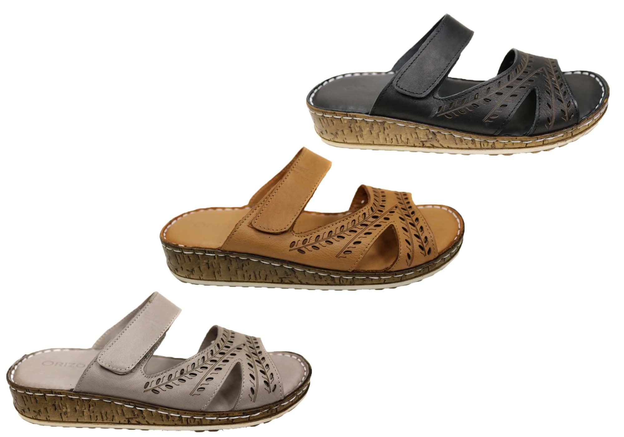 Orizonte Ankra Women's European Leather Comfortable Slide Sandals - Casual Summer Shoes for Beach, Pool, and Home Wear
