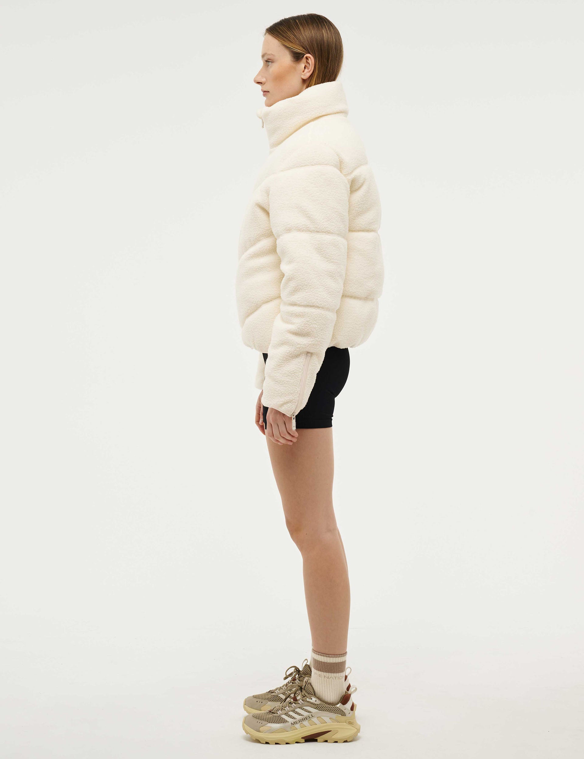 Fortune Sherpa Jacket for Women - Cozy Fleece Lined Winter Coat in Whisper White - Perfect for Outdoor Adventures and Casual Wear