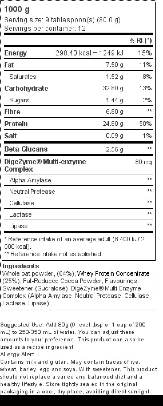 Prozis Whey Protein Oatmeal - NutChoc Flavor, 1000g | High-Protein Breakfast & Post-Workout Meal for Athletes & Fitness Enthusiasts