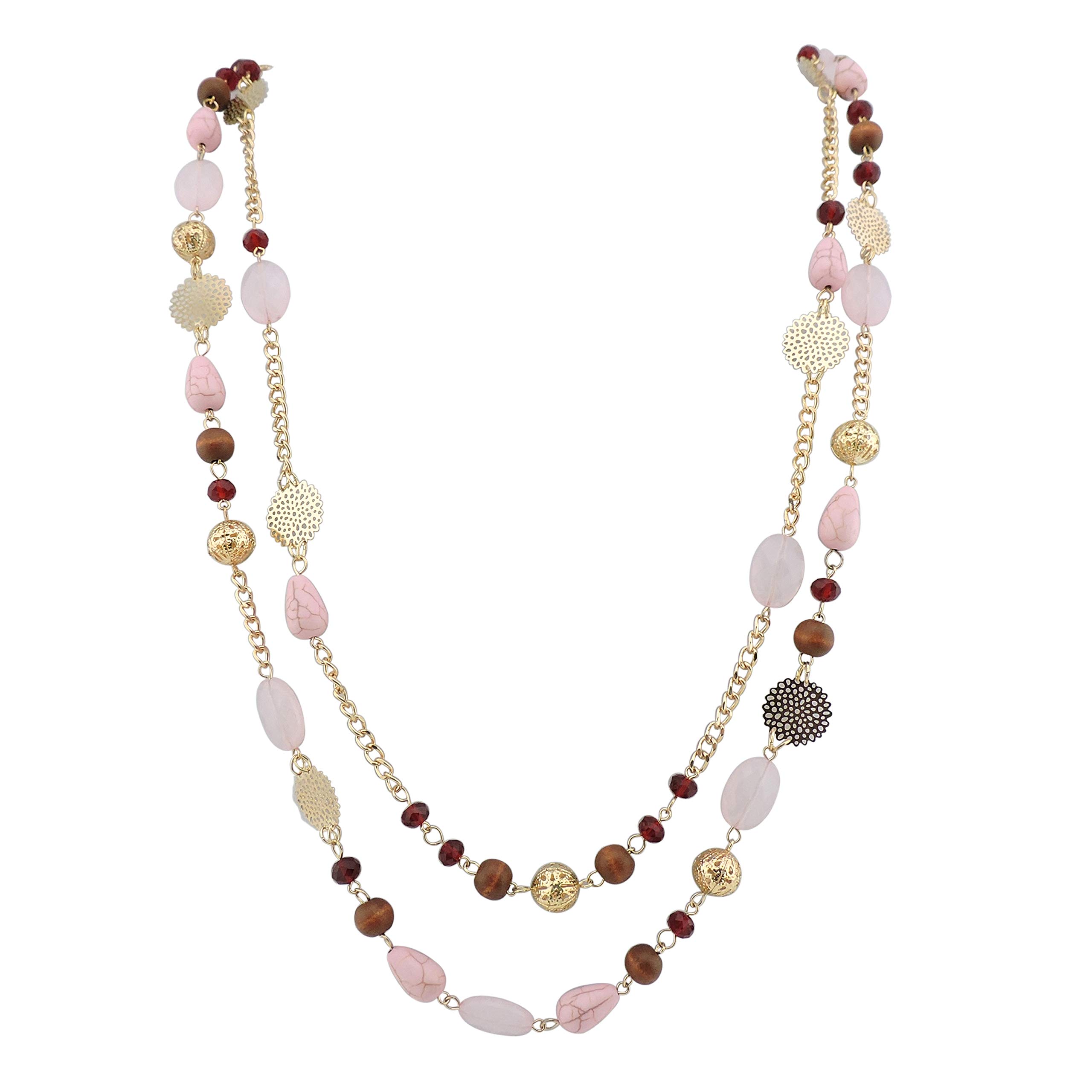 BOCAR 2 Layer Long Link Chain Necklace with Crystal Beads for Women - Elegant Party Jewelry, Perfect Gift for Birthday, Anniversary & Special Occasions