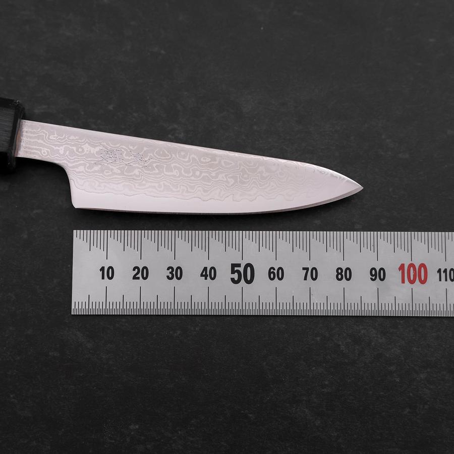 VG-10 Damascus Steel Petty Knife 85mm with Dark Blue Urushi Handle - Perfect for Slicing, Peeling & Precision Kitchen Tasks