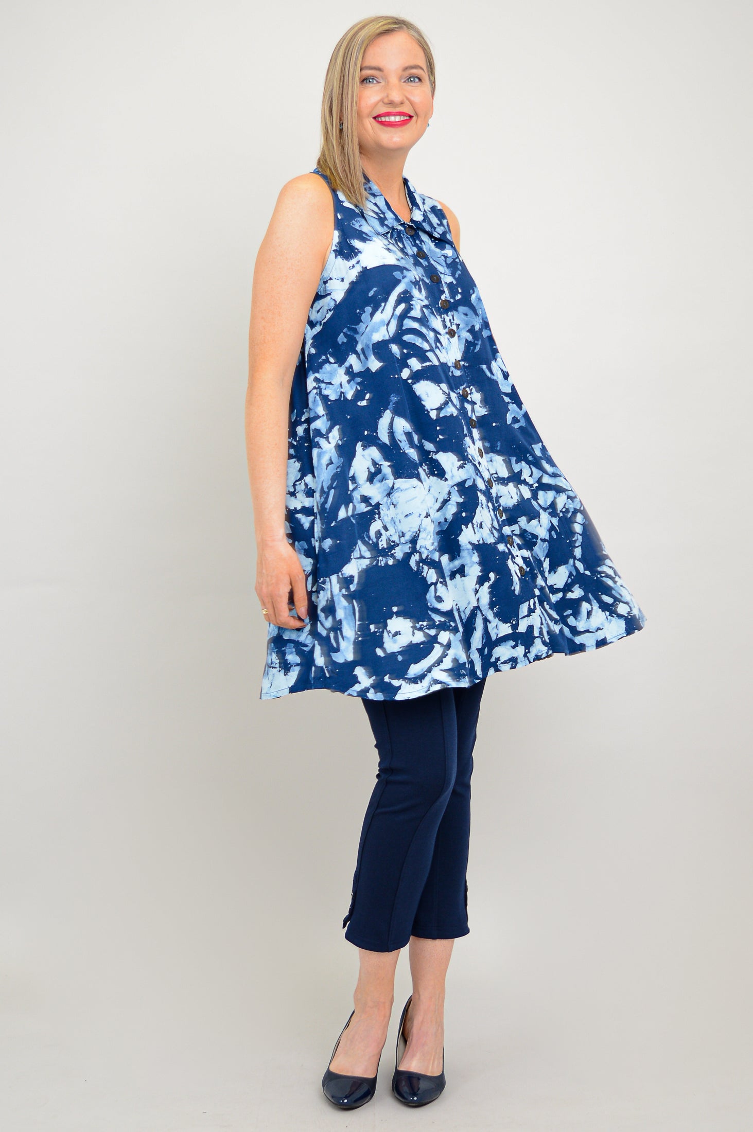 Cissy Tank Top for Women - Soft & Comfortable Tsunami Indigo Blue Casual Shirt - Perfect for Summer, Beach, and Everyday Wear