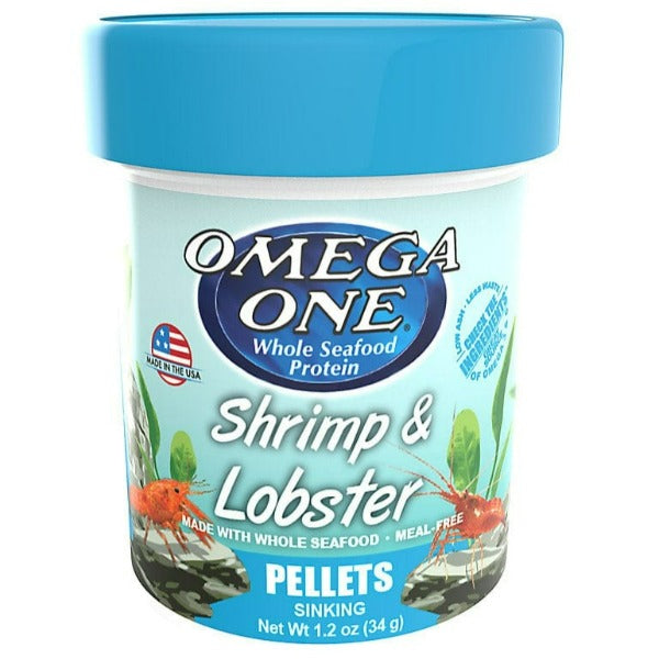 Omega One Shrimp & Lobster Pellets - Premium Aquatic Food for Crustaceans | Perfect for Freshwater & Saltwater Tanks, Aquariums, and Reef Systems