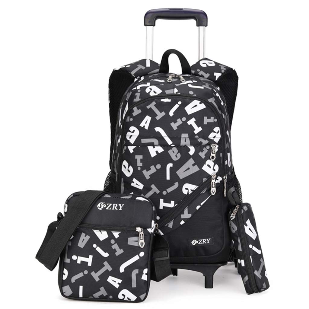 Durable Wheeled Backpack with Removable Daypack - Stylish Rolling Travel Bag for Commuting, Air Travel & Weekend Getaways (Black)