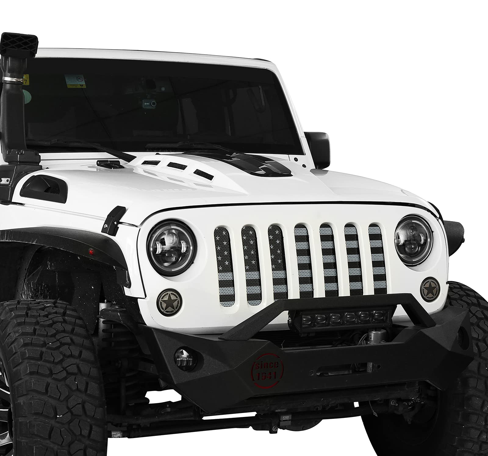 u-Box Wrangler Flag Grill Insert & Front Bug Screen Mesh Grille for 2007-2018 Jeep JK & Wrangler Unlimited - Jeep Accessories for Off-Roading & Customization