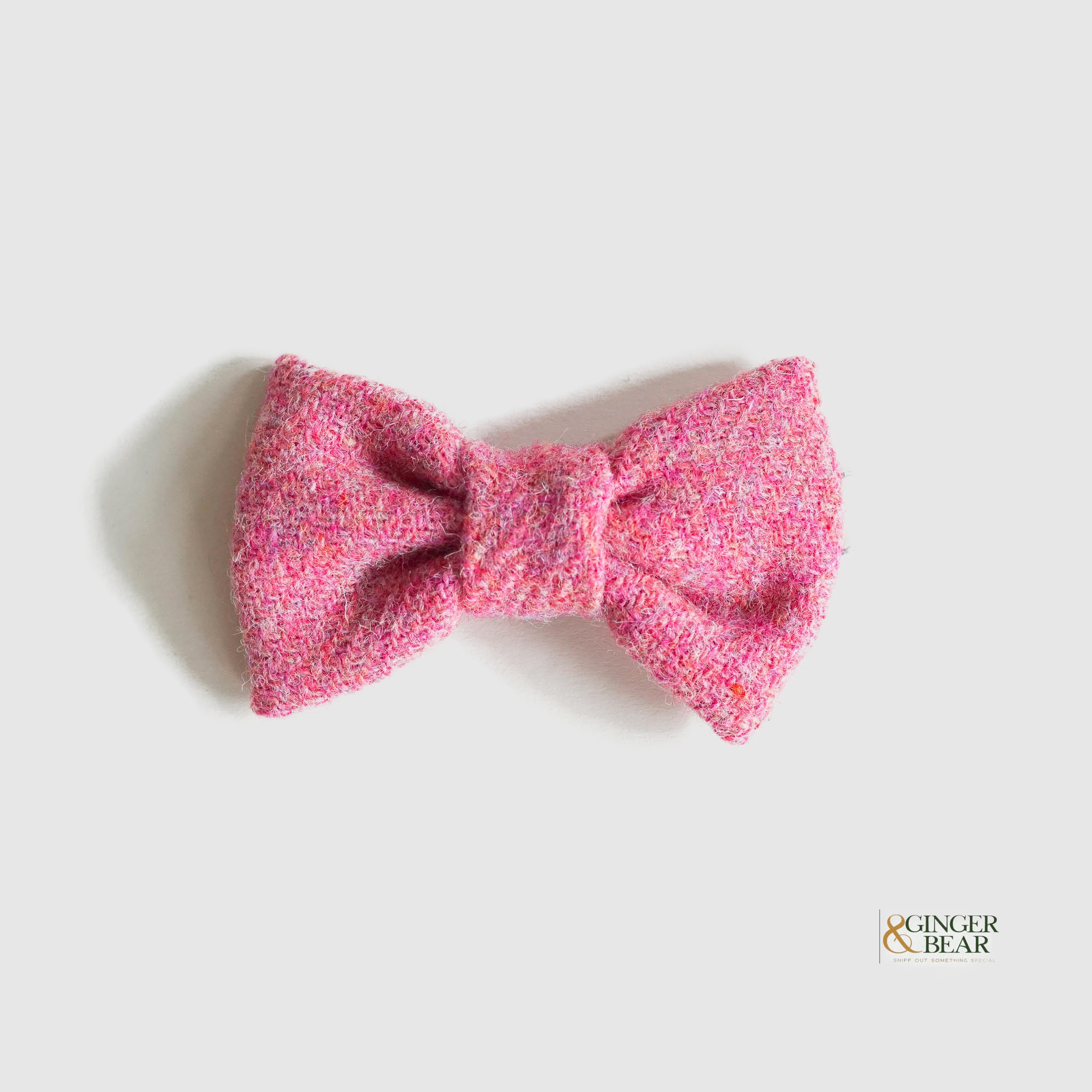 LISH Dog Bow Tie - Rose Pink Harris Tweed Adjustable Pet Necktie for Small to Medium Dogs | Perfect for Weddings, Parties & Photo Shoots