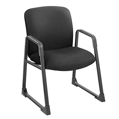 Scranton & Co Big and Tall Guest Chair - Black Office Chair with Sturdy Sled Base - Perfect for Executive Offices, Conference Rooms & Home Workspaces