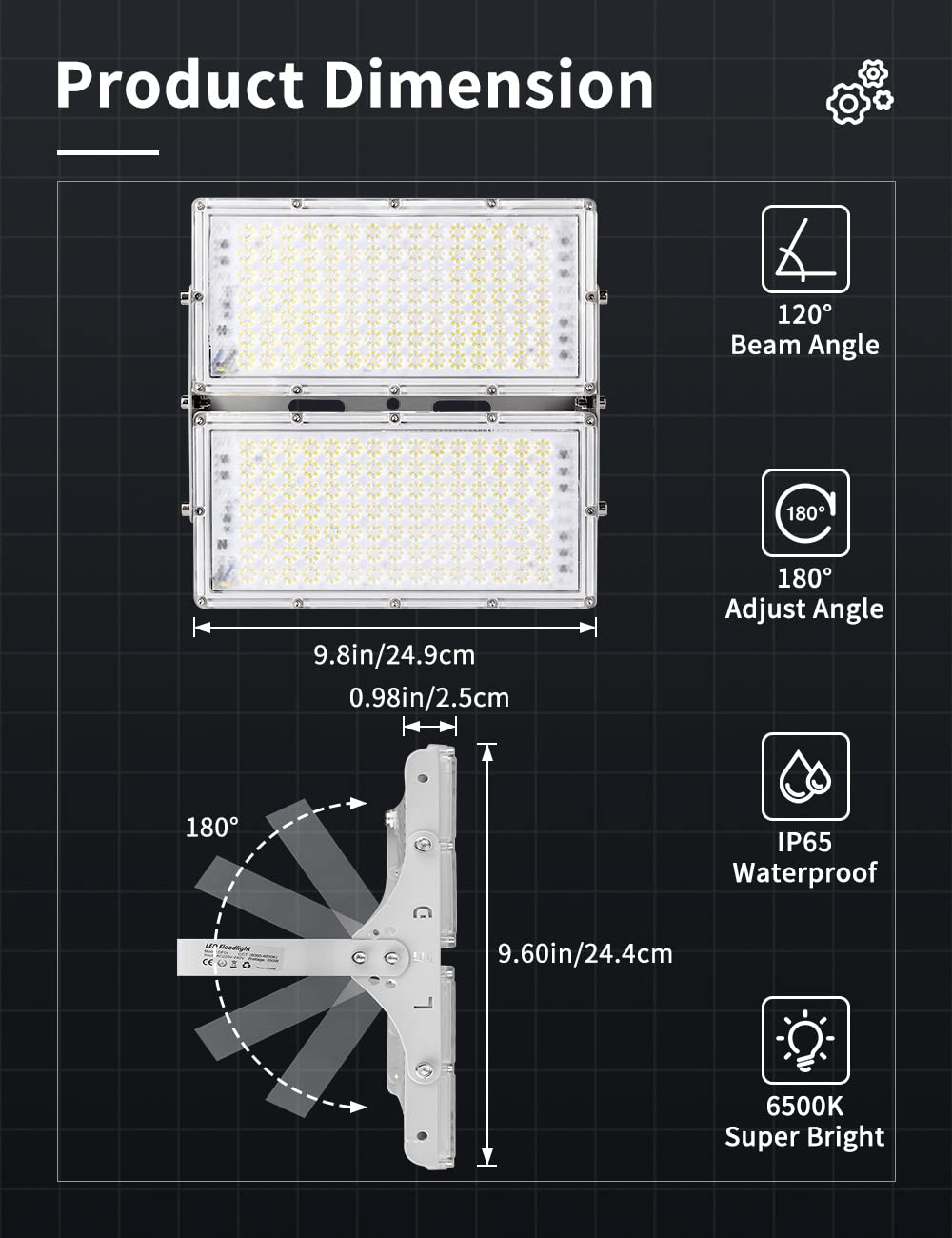 8PCS 200W LED Flood Lights Outdoor - 16000LM Super Bright Security Lights, 6000K Daylight White, IP65 Waterproof - Perfect for Stadium, Lawn, Arena, Yard, Garage & Parking Lot Lighting