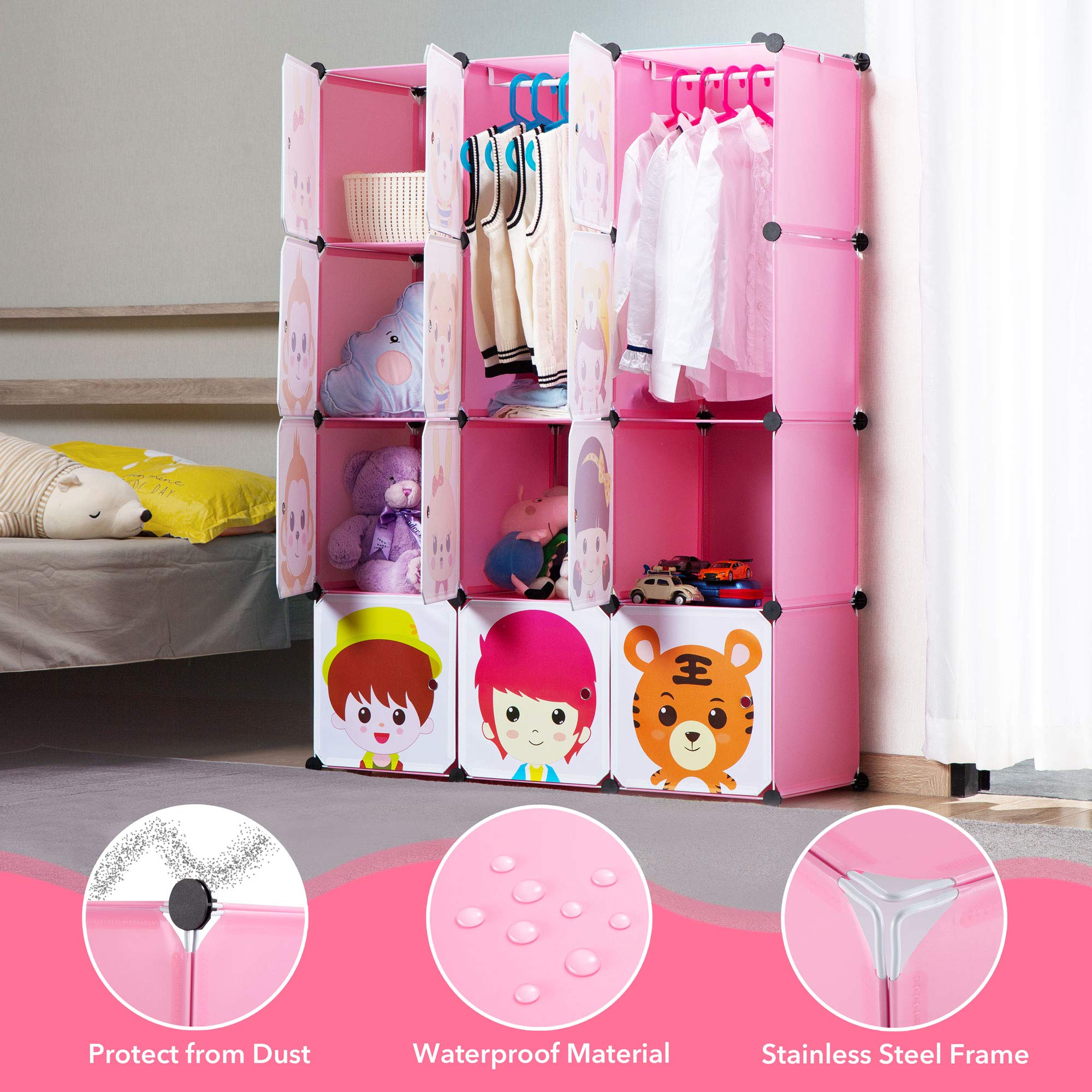 Portable Kids Wardrobe Closet - DIY Modular Storage Organizer for Children's Clothes | Sturdy & Safe 18