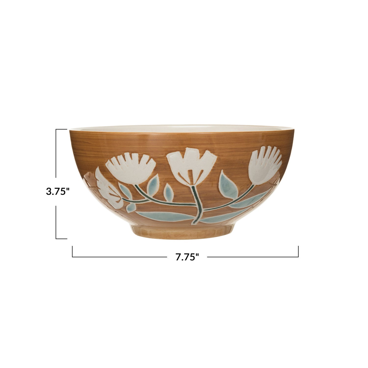 Hand Painted Floral Bowl - Ceramic Fruit Serving Bowl with Vibrant Floral Design - Perfect for Home Decor, Kitchen Use, and Gift Giving
