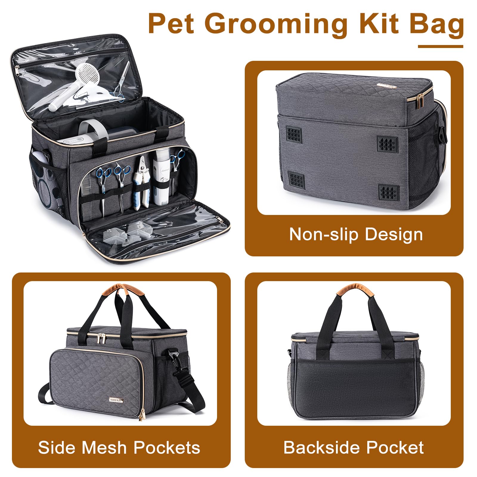 Premium Dog Grooming Vacuum Bag - Pet Hair Collection Kit for Vacuum Grooming Tools | Grey | Perfect for Home, Salon & Professional Pet Grooming Sessions