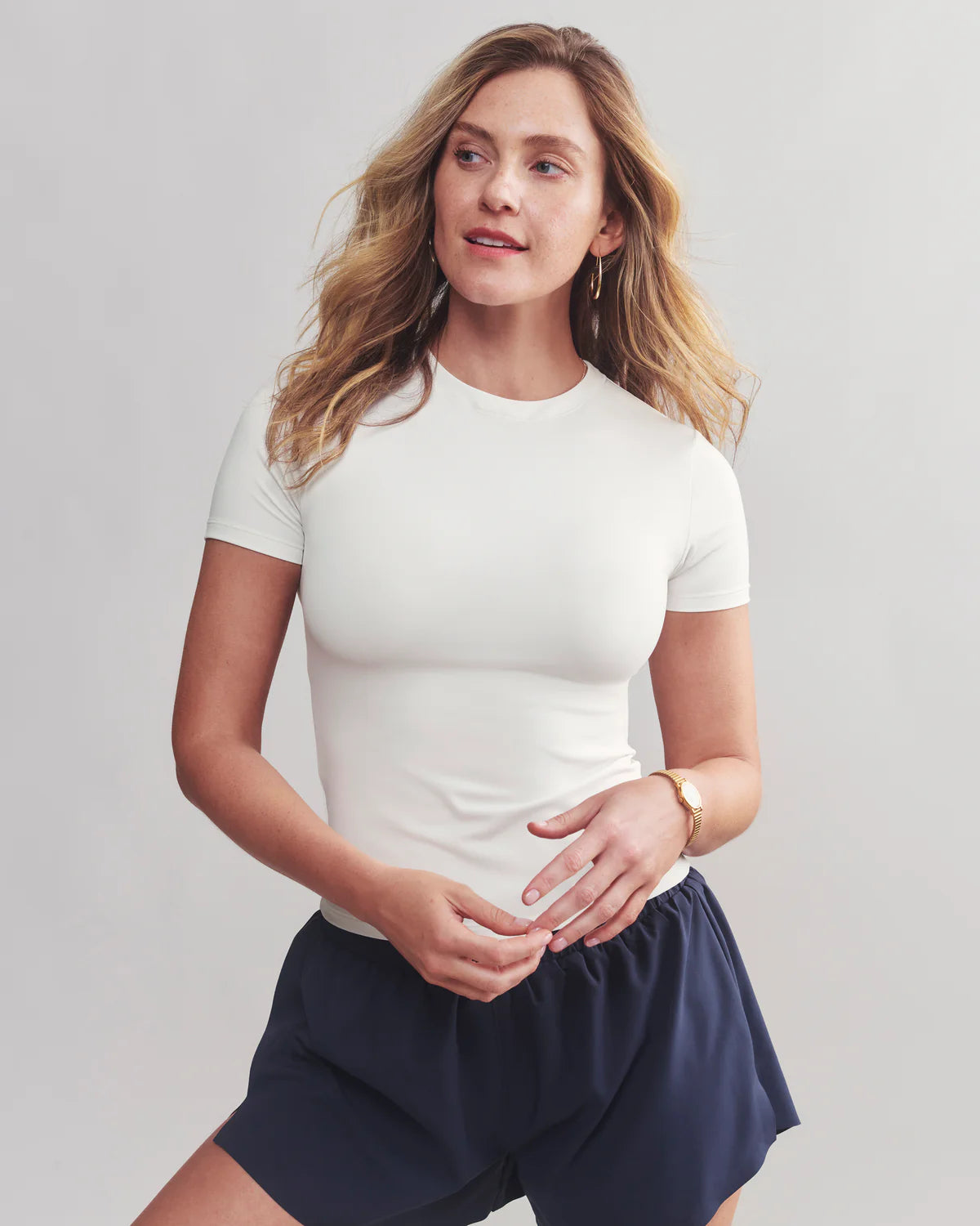 Rhone Women's Ultimate Layer T-Shirt - Soft Breathable Cotton Tee for Workouts & Casual Wear - Snow White - Perfect for Yoga, Running & Everyday Comfort