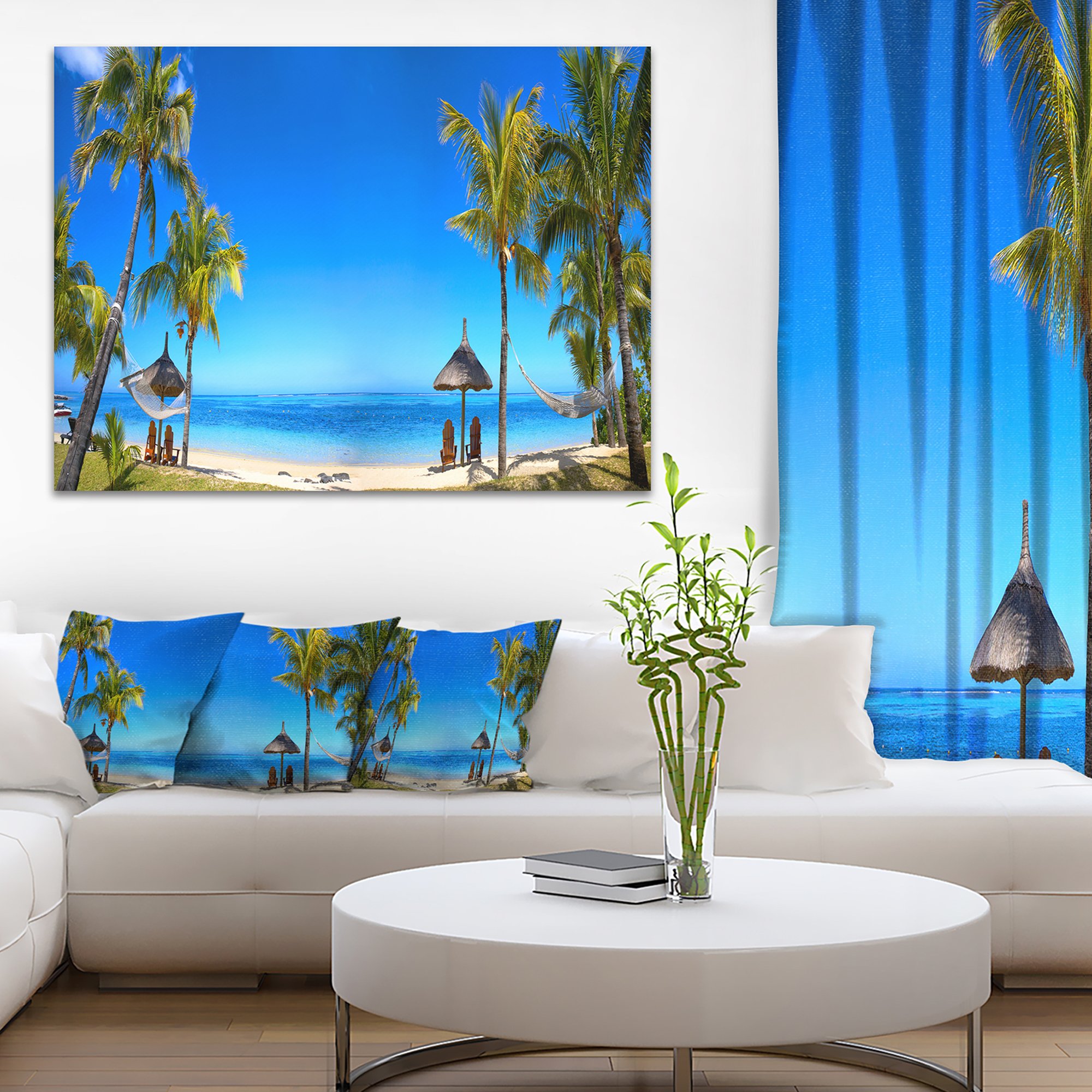 Designart PT9400-20-12 Mauritius Beach with Chairs Seashore Photo Canvas Art Print - 12