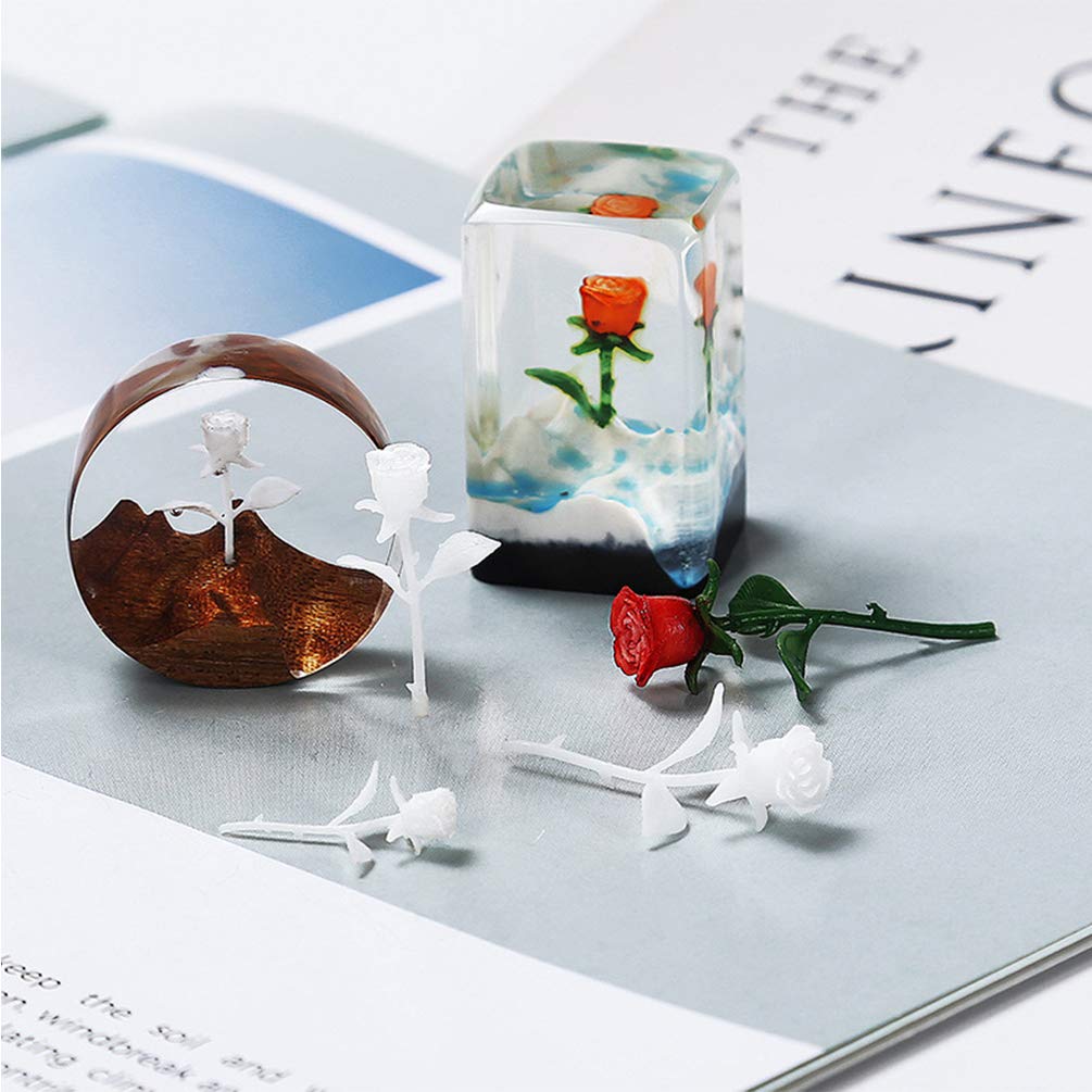 HEALLILY 4pcs DIY 3D Artificial Rose Flowers - Realistic Fake Rose Stems with Epoxy Resin Filler for Home Decor, Wedding Centerpieces, Table Arrangements & Craft Projects